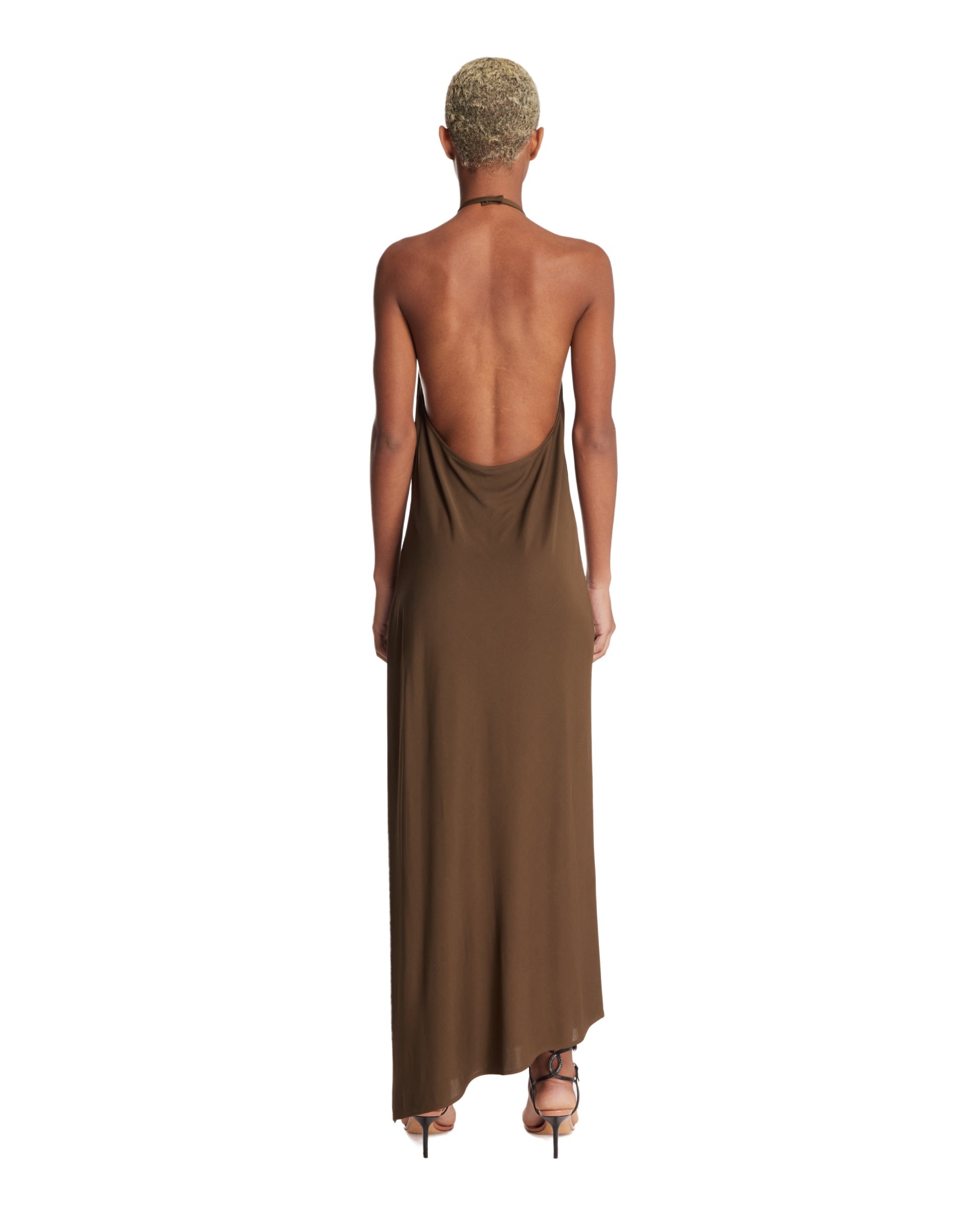 Brown Halter Neck Dress - 3