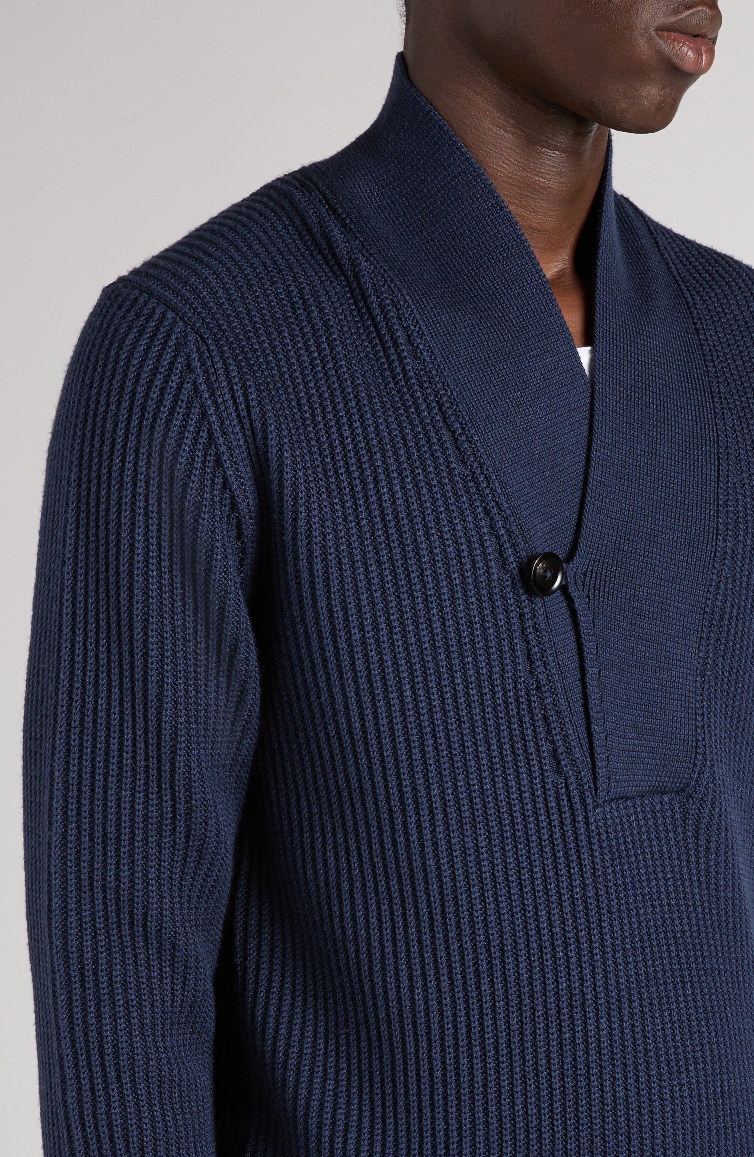 TOM FORD Shawl Collar Merino Wool & Silk Sweater in Hb806 Space Blue at Nordstrom - 5
