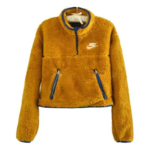(WMNS) Nike Sportswear Short Hallf Pull Chain Jacket Brown/Yellow CJ6283-727 - 1