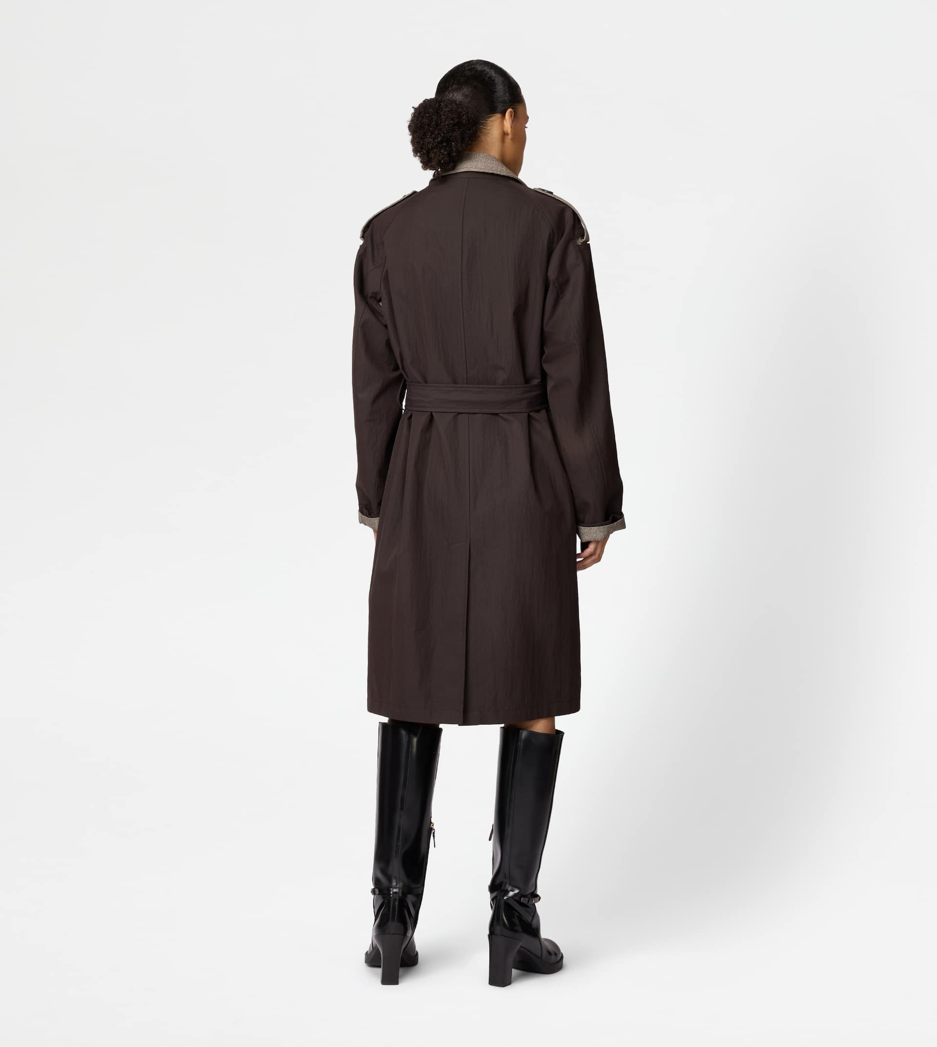 2-IN-1 TRENCH COAT IN TECHNICAL COTTON AND WOOL - BROWN - 3