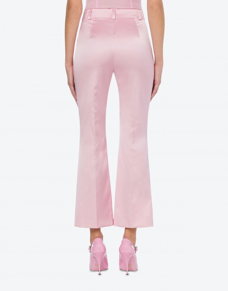 HEART BUTTONS STRETCH SATIN TROUSERS - 3