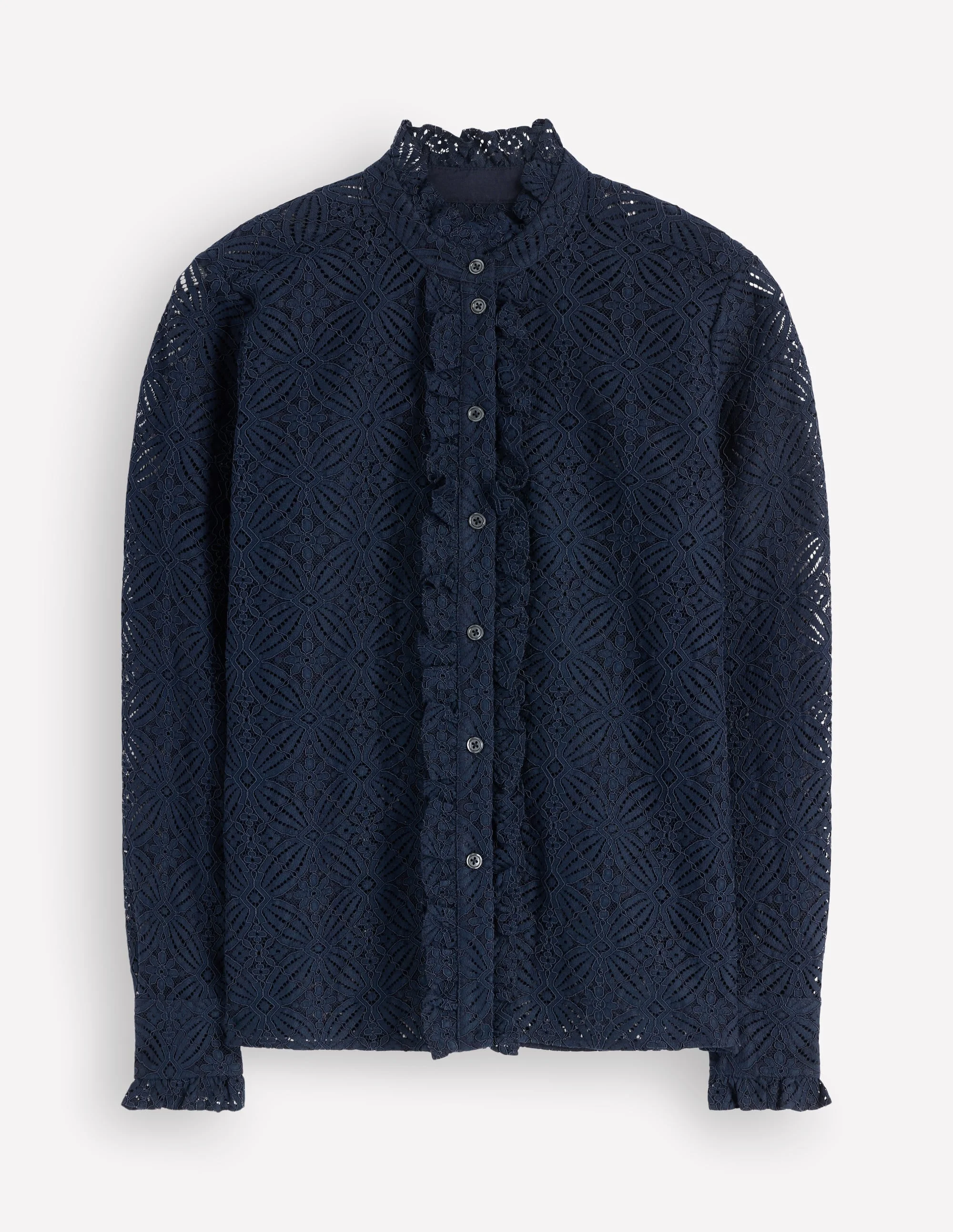 Sienna Frill Lace Shirt-Navy - 1