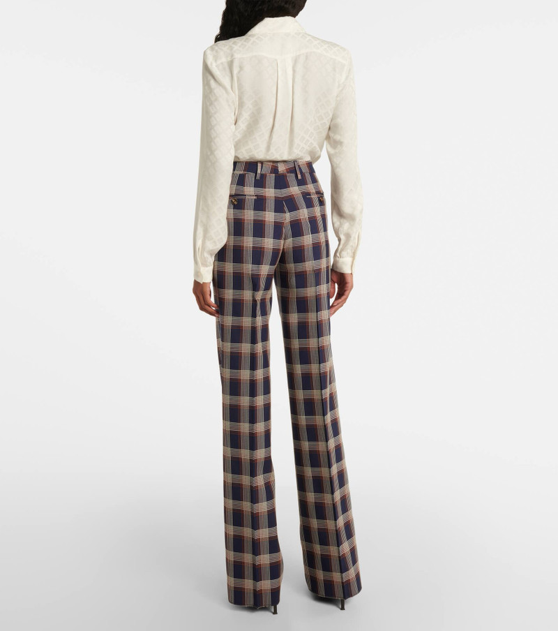 Checked high-rise wool wide-leg pants 3