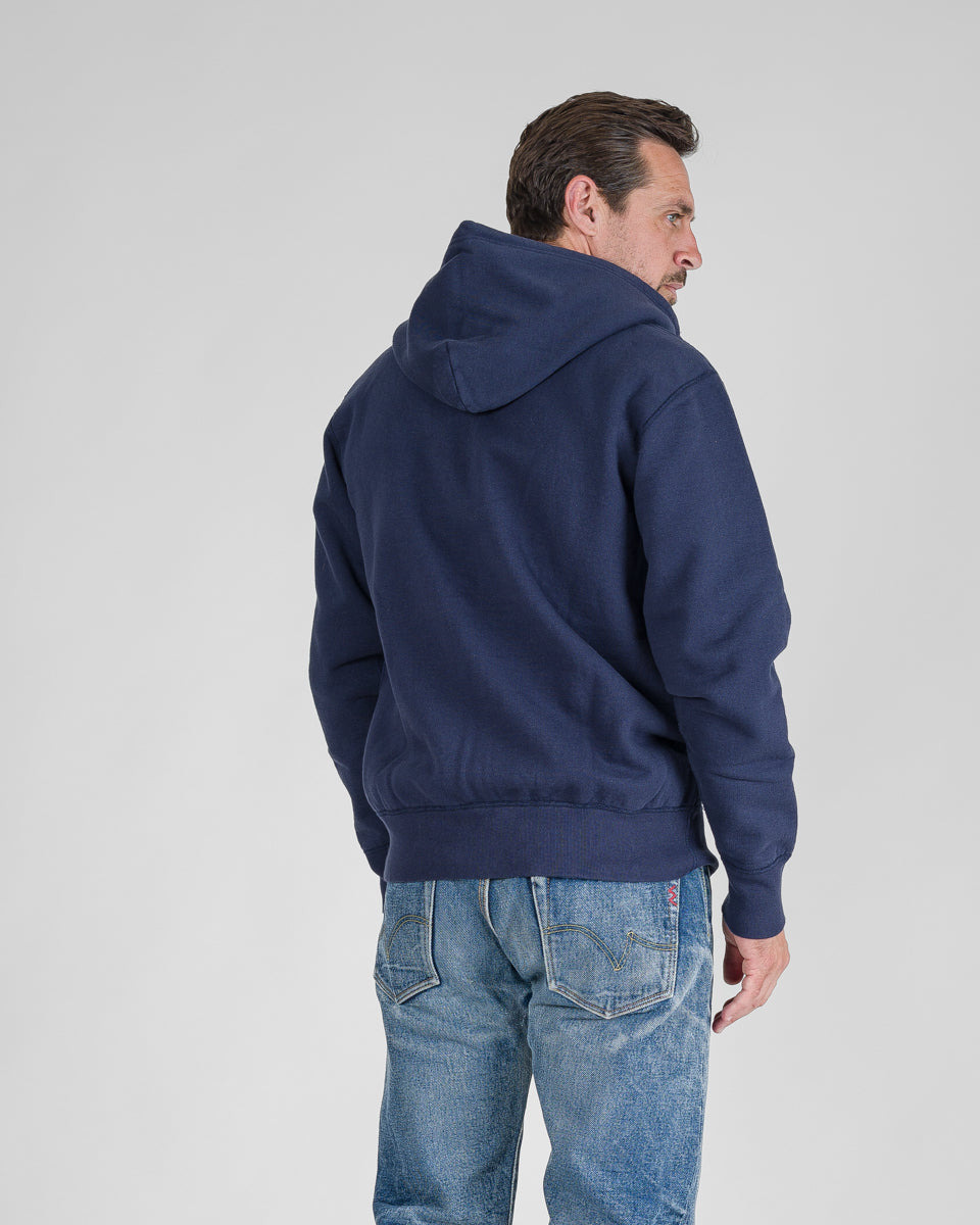 IHSW-10-NAV 14oz Ultra Heavyweight Loopwheel Cotton Zip Up Hoodie - Navy - 3