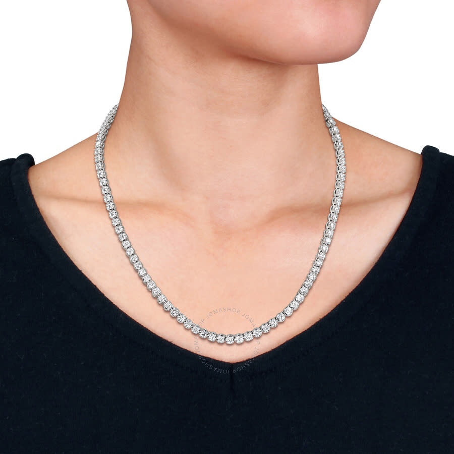 Created Forever - Created Forever 11 7/8ct TW Lab-Grown Diamond Tennis Necklace in 14k White Gold - 17 in - 5