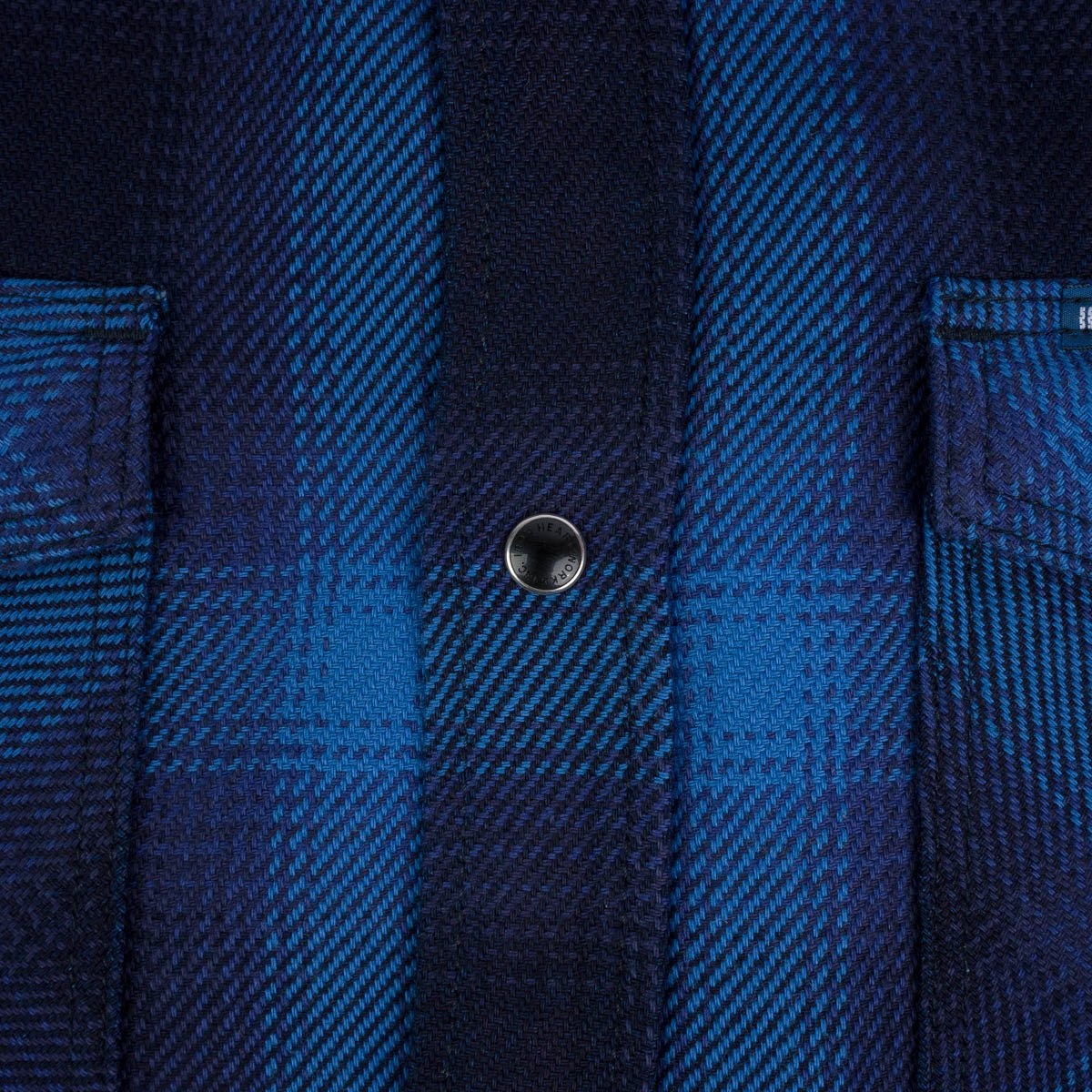 IHSH-348-IND 9oz Selvedge Ombré Check Western Shirt - Indigo - 10