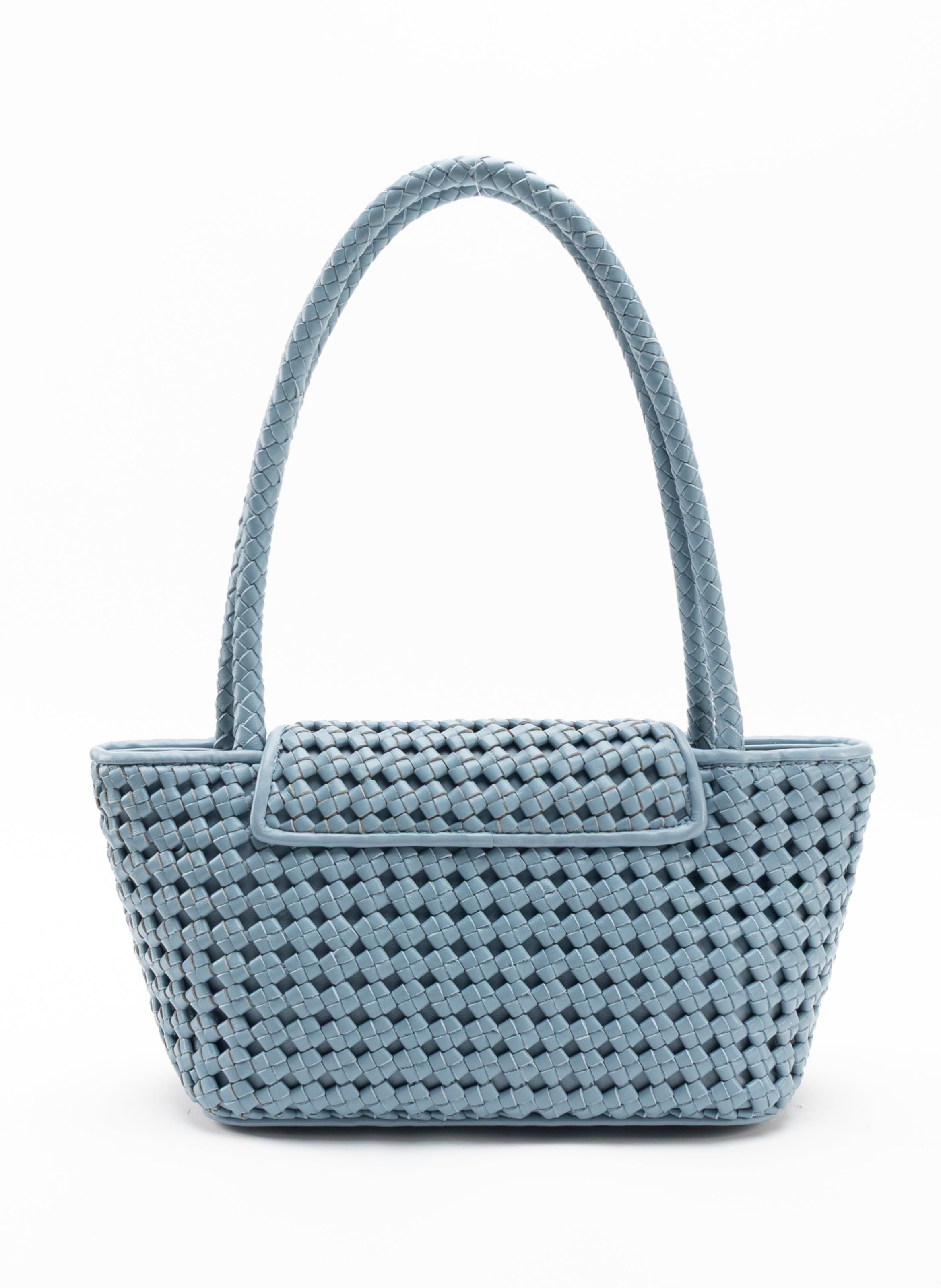 Courrier Tote Woven Leather Artic Blue - 3