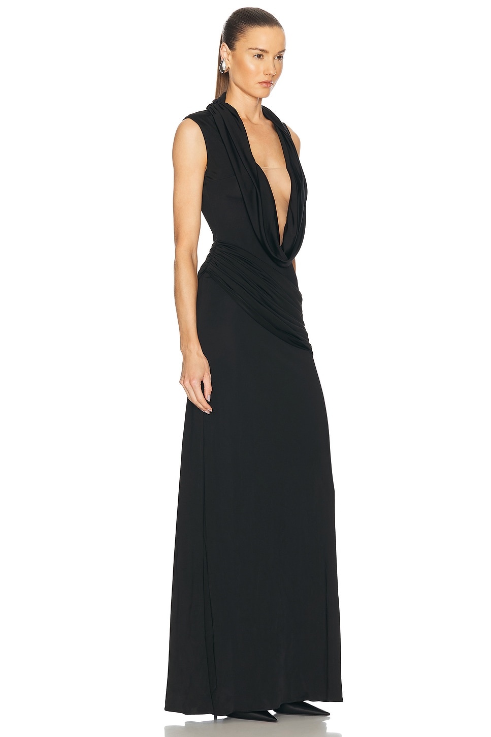 Plunge Neck Sleeveless Gown - 2