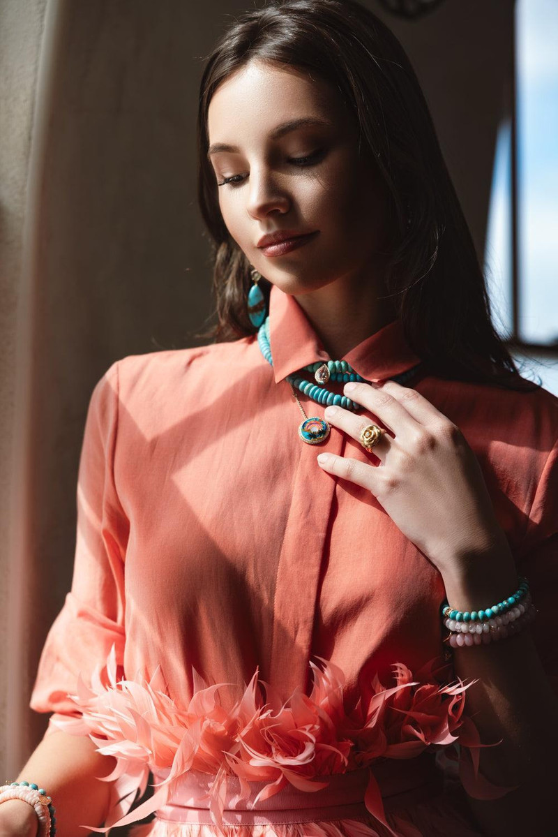 SYDNEY EVAN Lucky Rondelle Turquoise Bracelet outlook