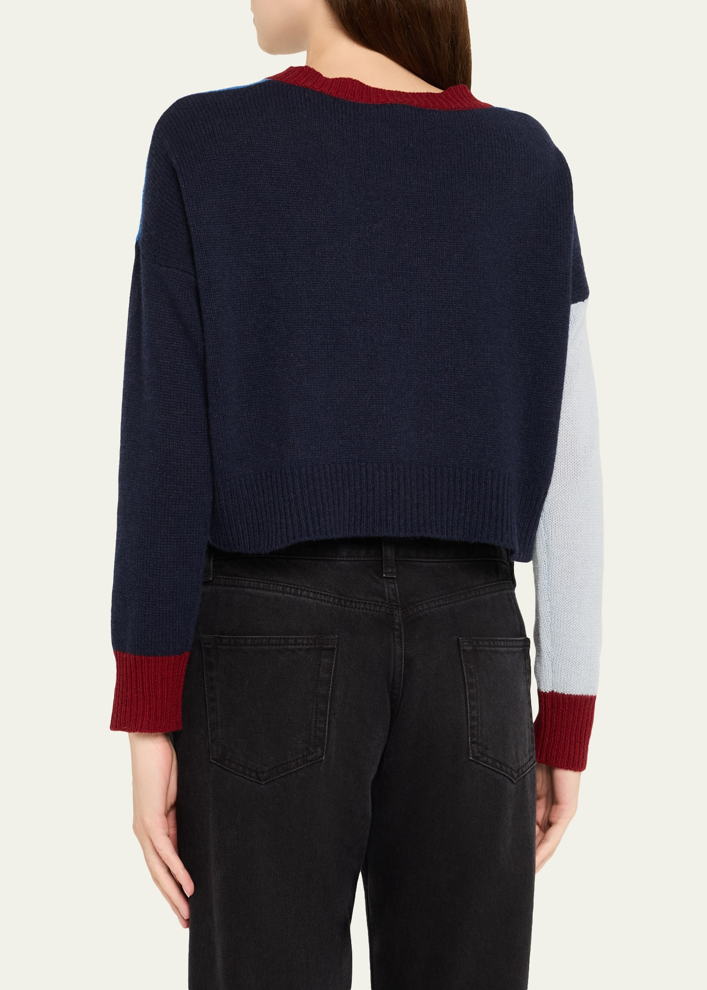 Colorblock Cashmere Crewneck Sweater - 3