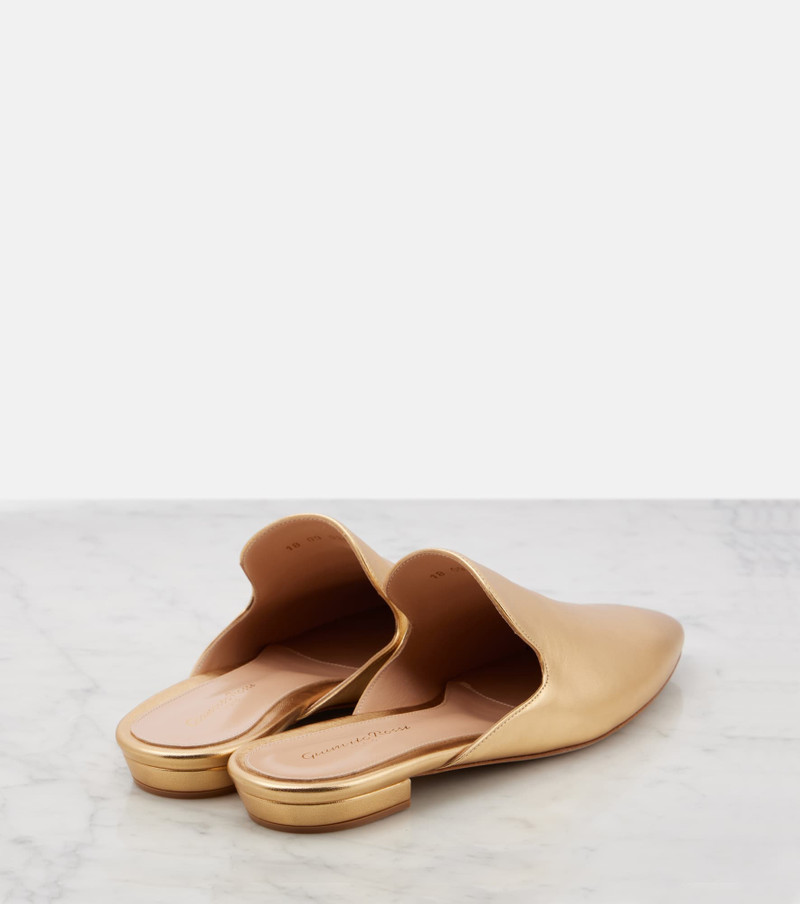 Gianvito Rossi Metallic leather mules outlook