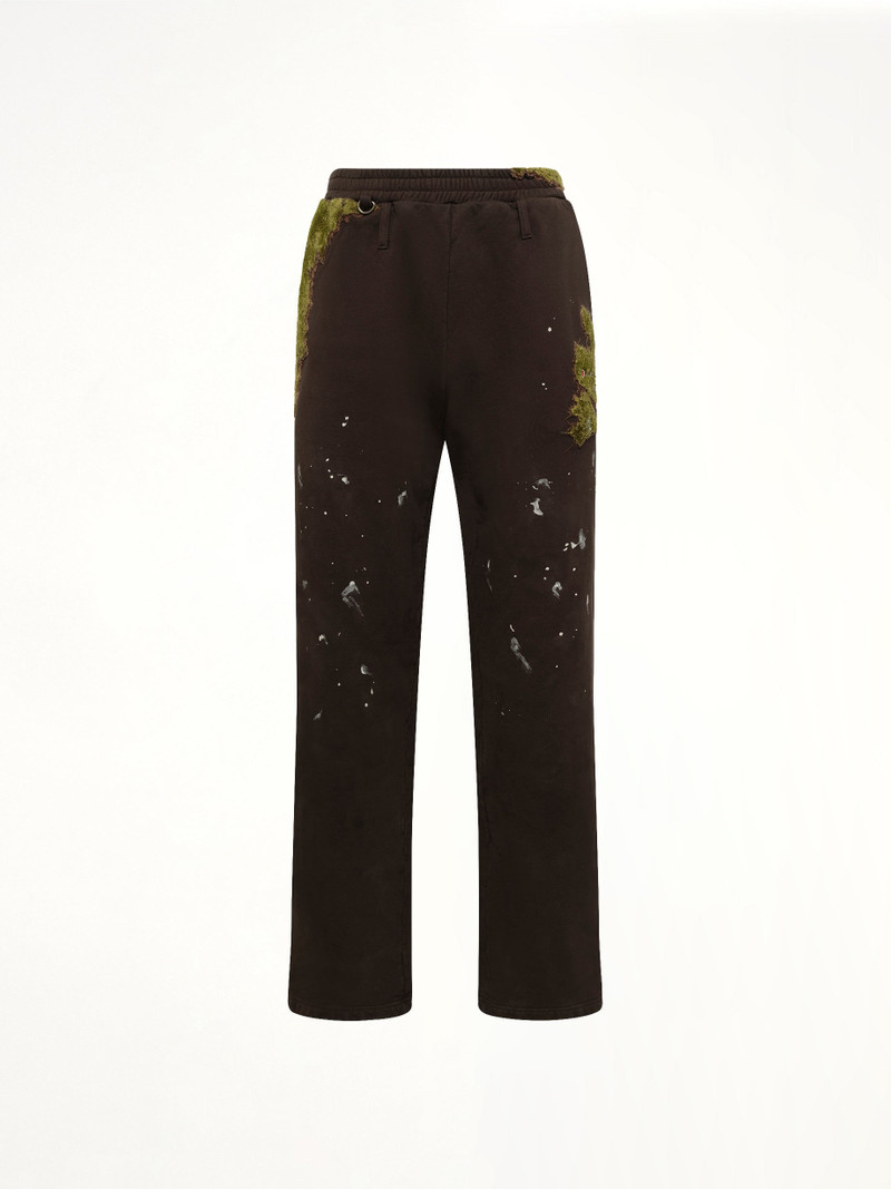 doublet Moss-Grown Embroidery Sweat Pants in Brown outlook