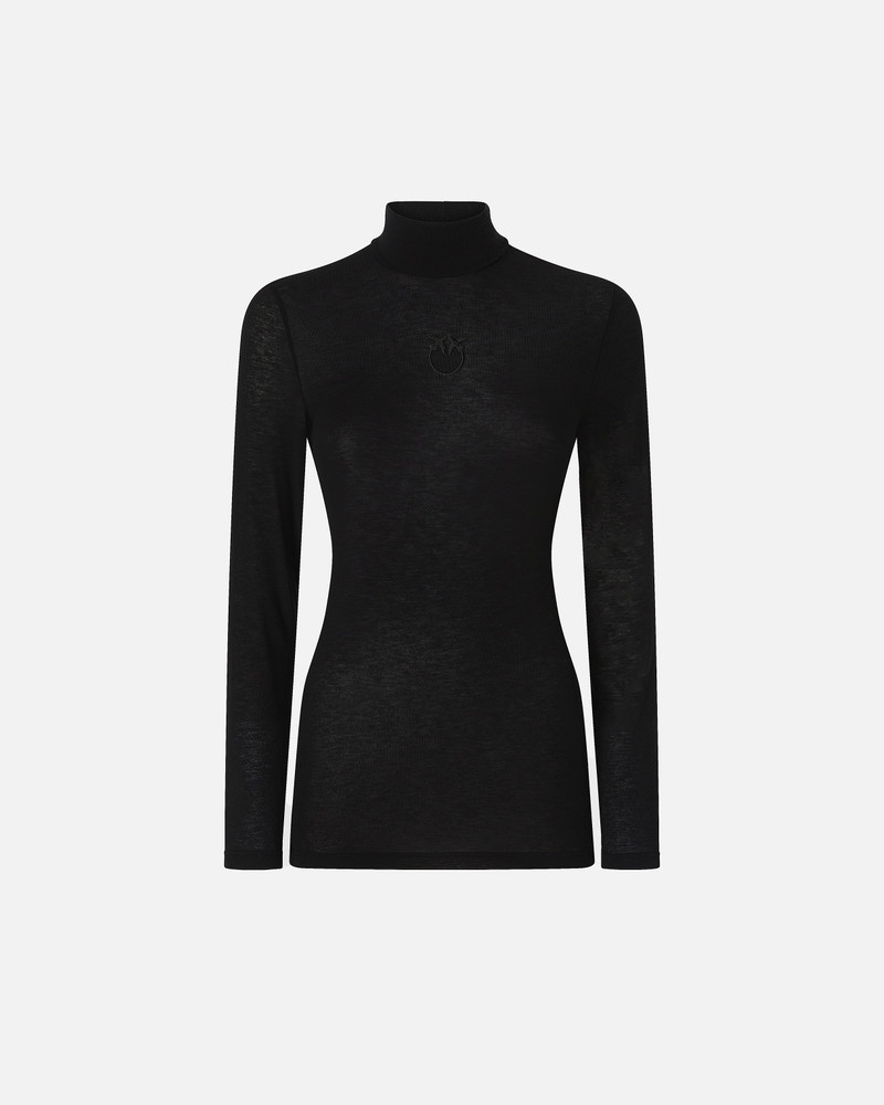 LIGHT CASHMERE-BLEND JERSEY TURTLENECK SWEATER WITH EMBROIDERY 1
