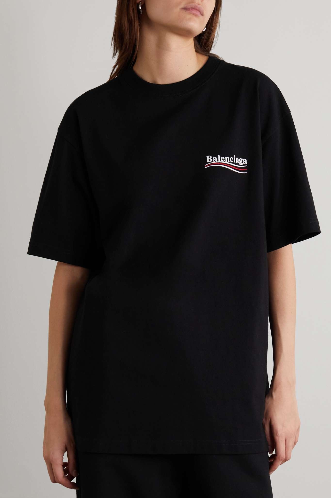 Oversized embroidered cotton-jersey T-shirt - 3