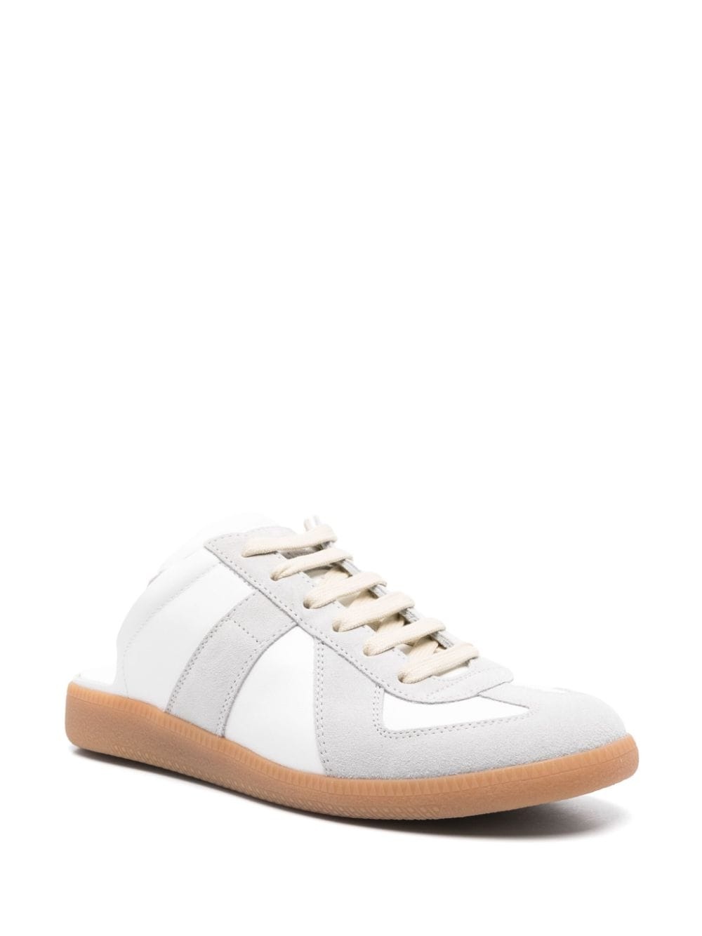 lace-up panelled slippers - 2