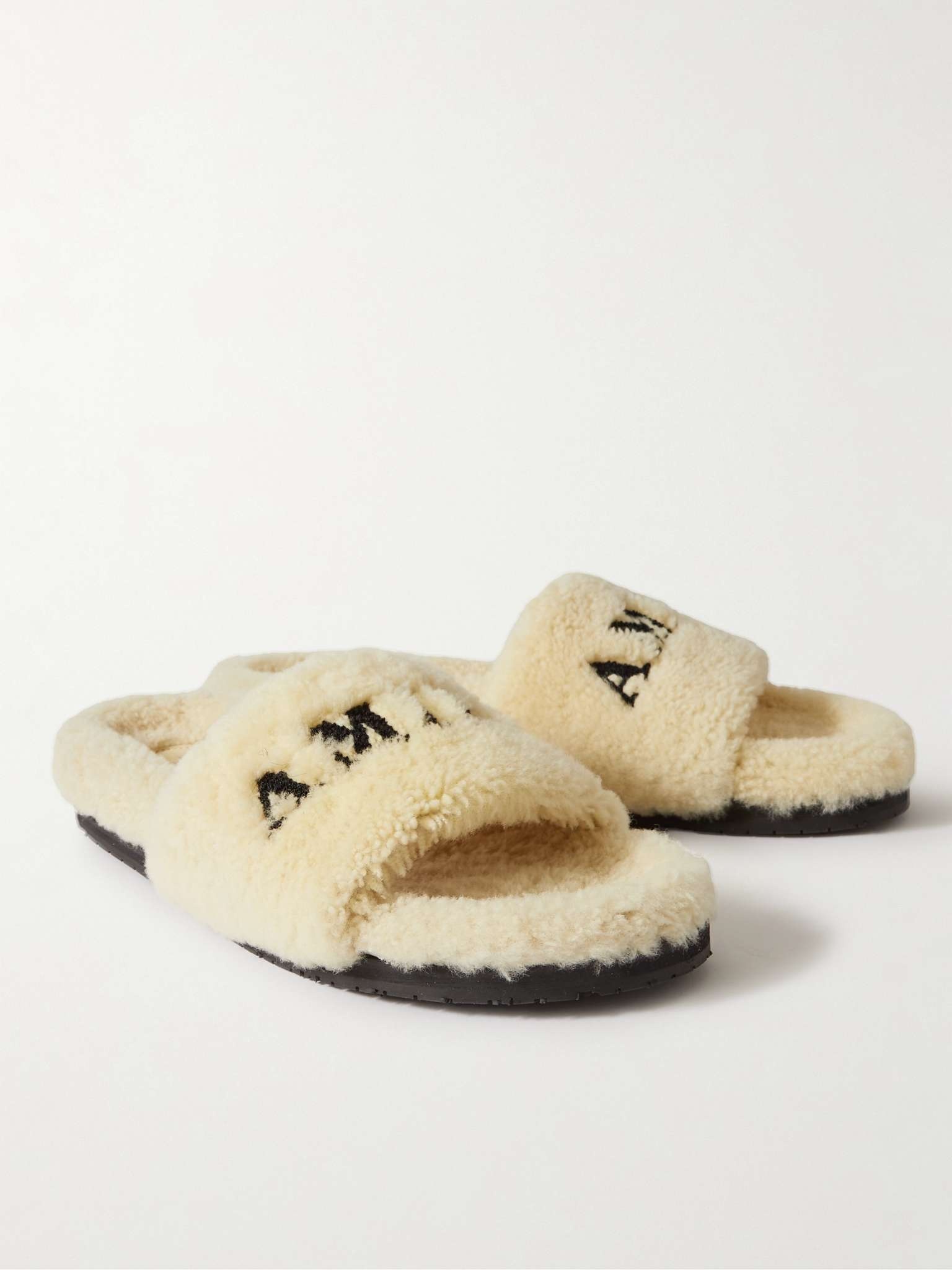 Logo-Embroidered Shearling Slippers - 3