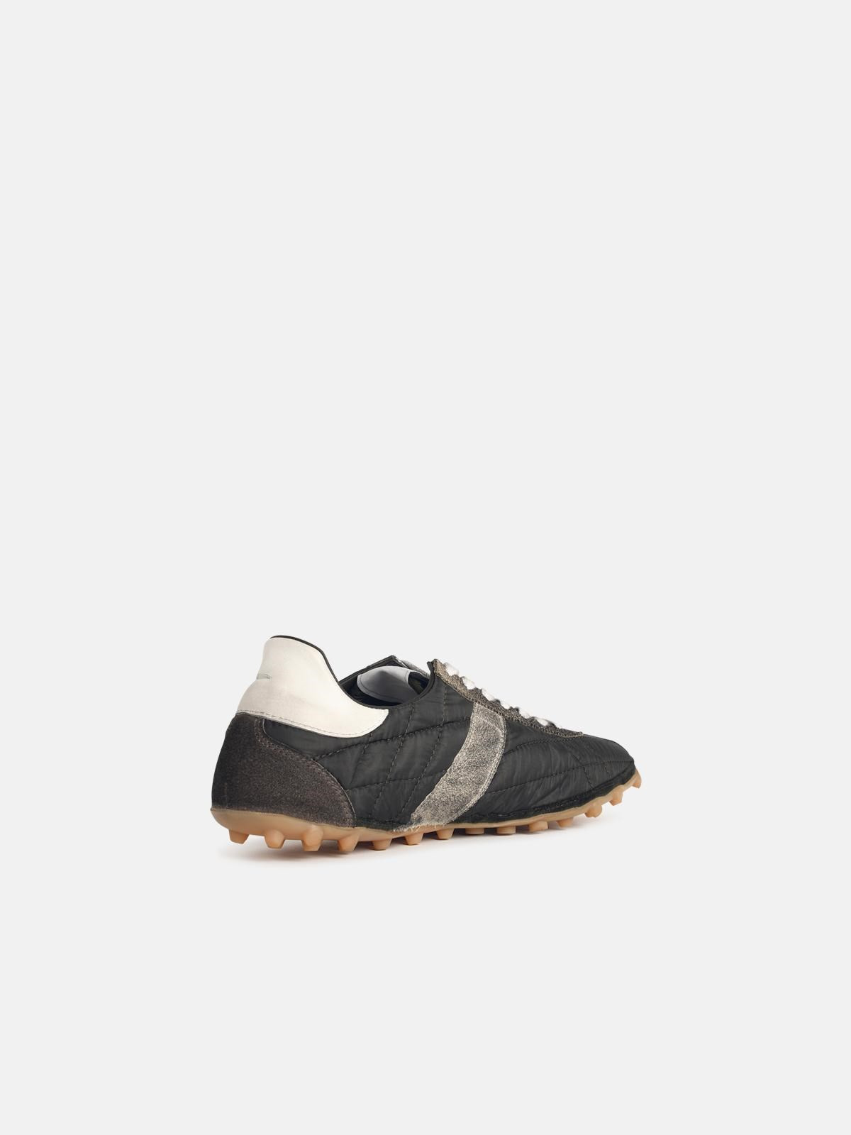 SNEAKERS IN QUILTED FABRIC AND DARK GREEN SUEDE - 3