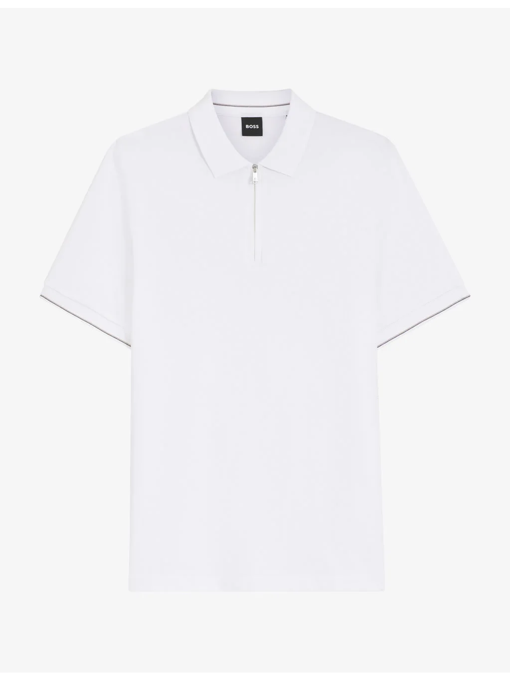Short-Sleeved Half-Zip Cotton Polo Shirt - 1