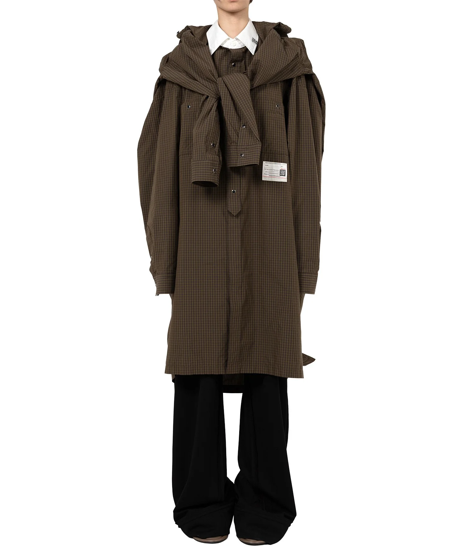 Sleeve Layered Check Shirt Dress - 1