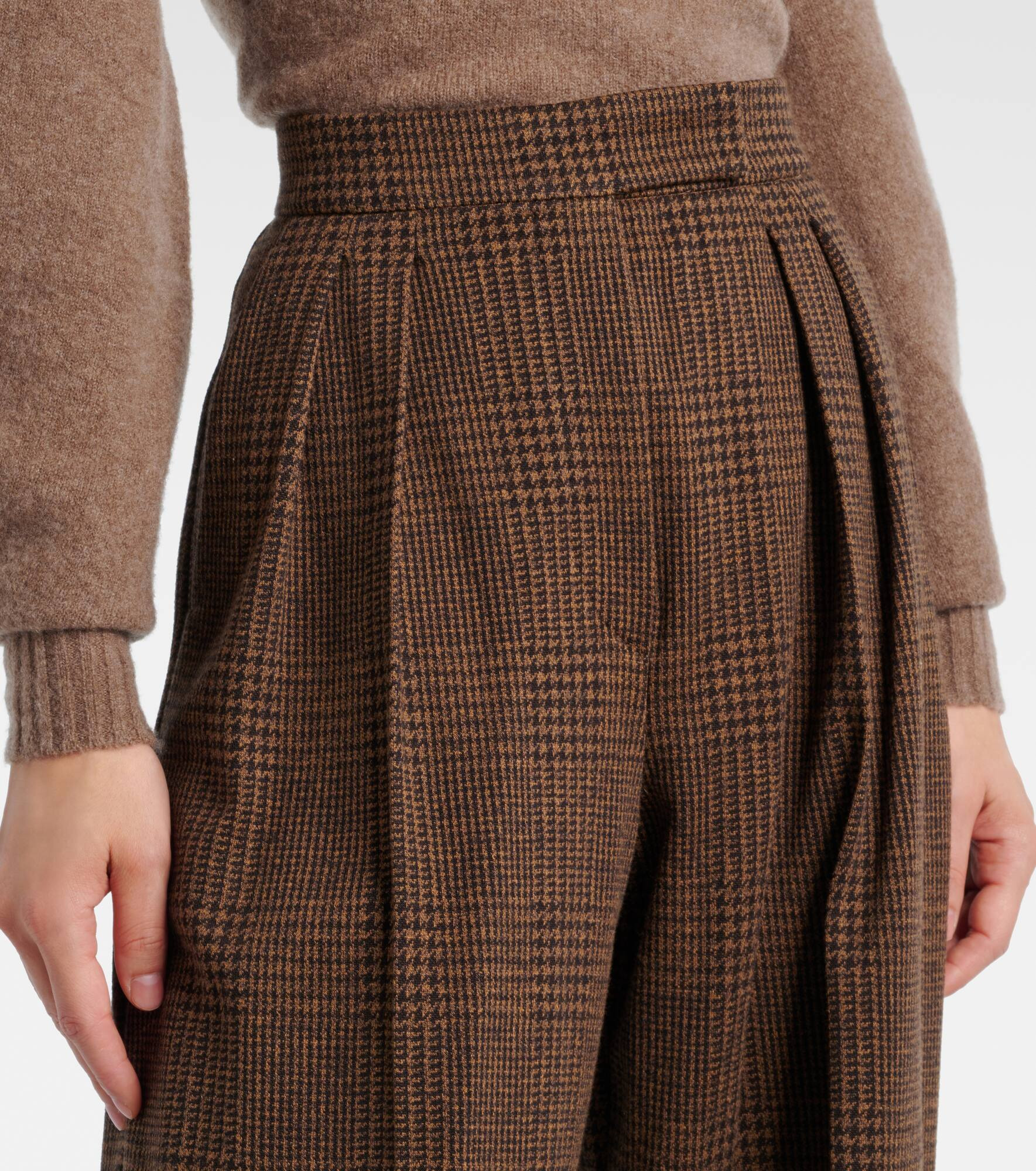 Ponza cotton and wool-blend wide-leg pants - 4