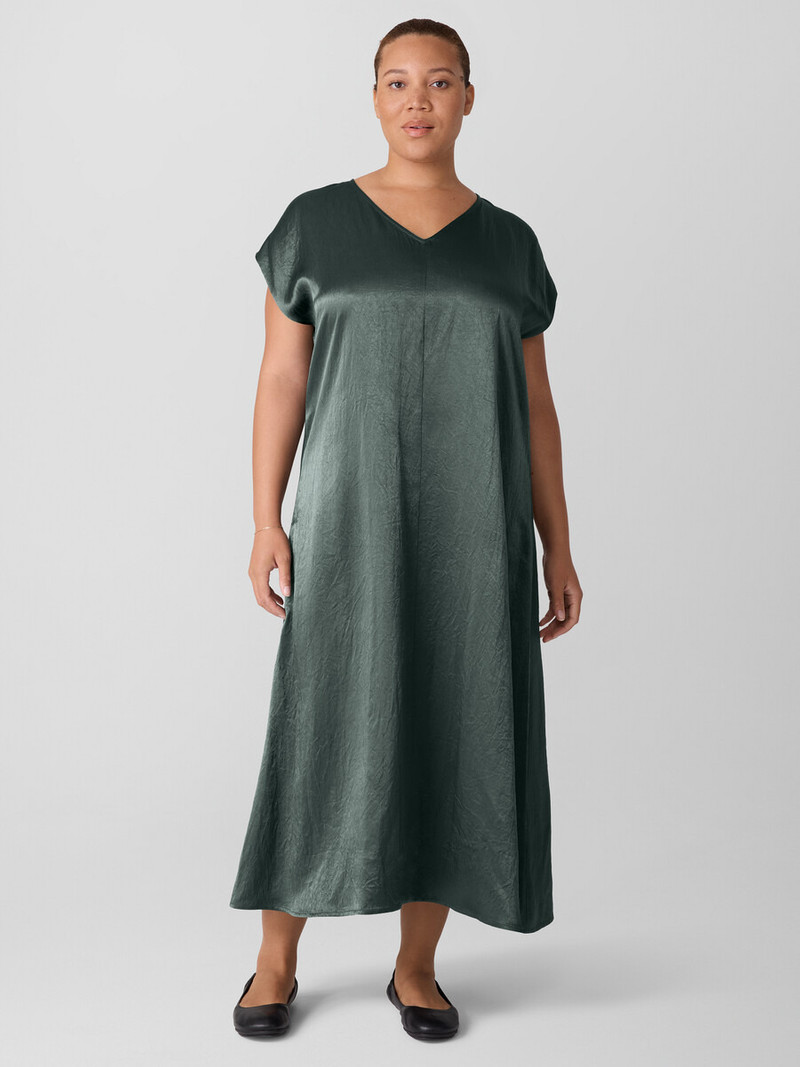 Textured Satin V-Neck Dress 6