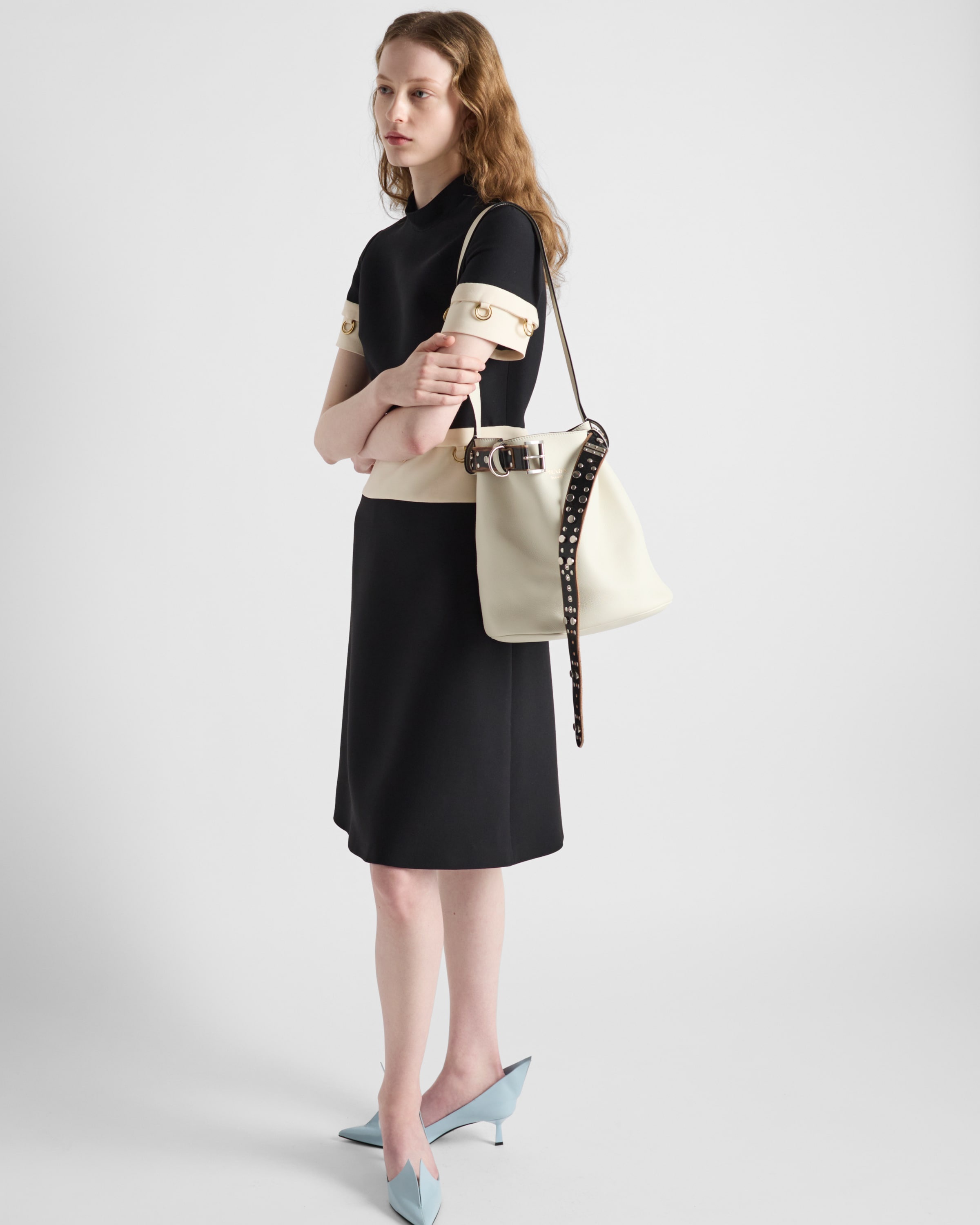 Prada Buckle leather bucket bag with studded belt - 2