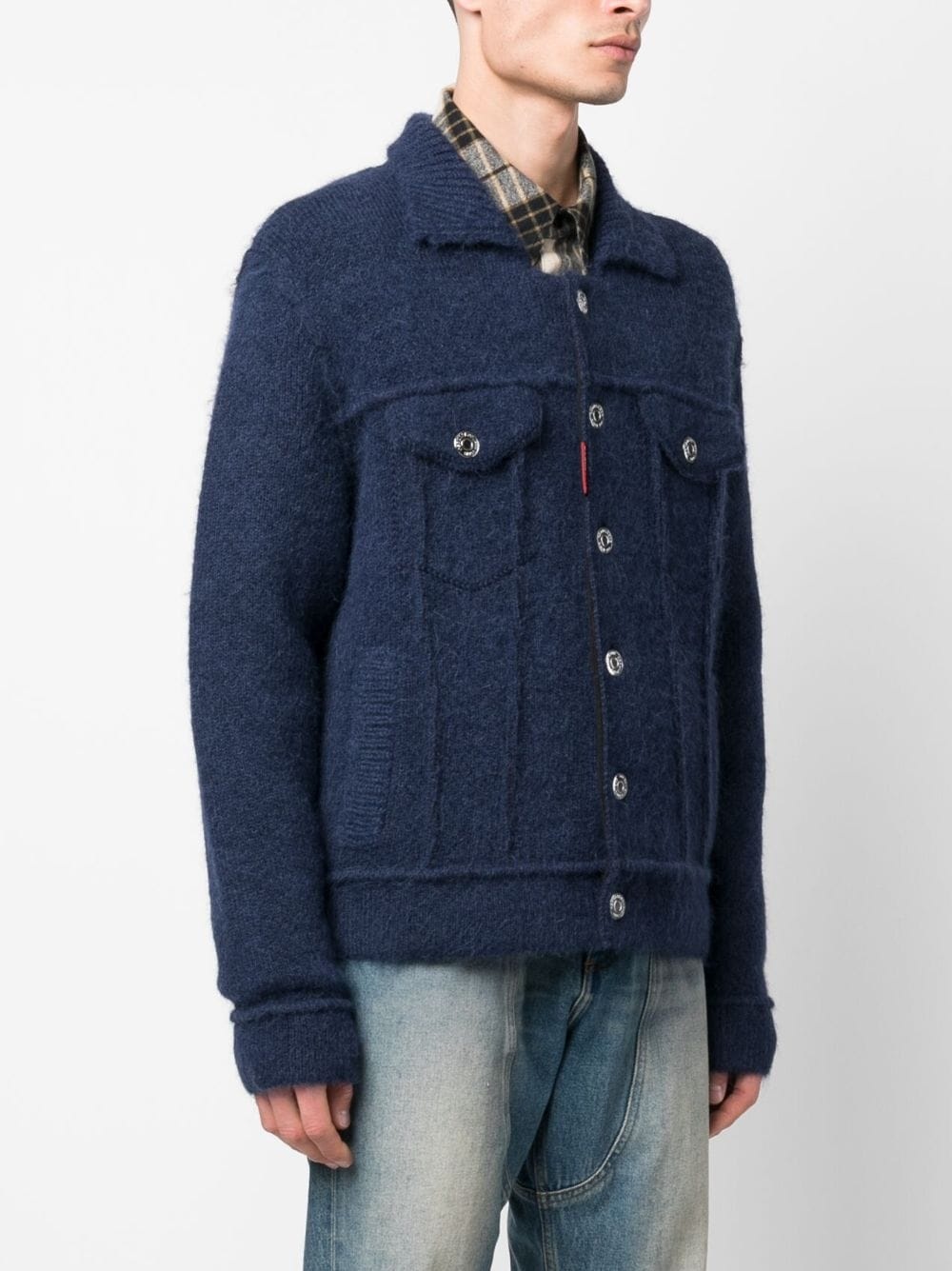 button-up wool-blend jacket - 3