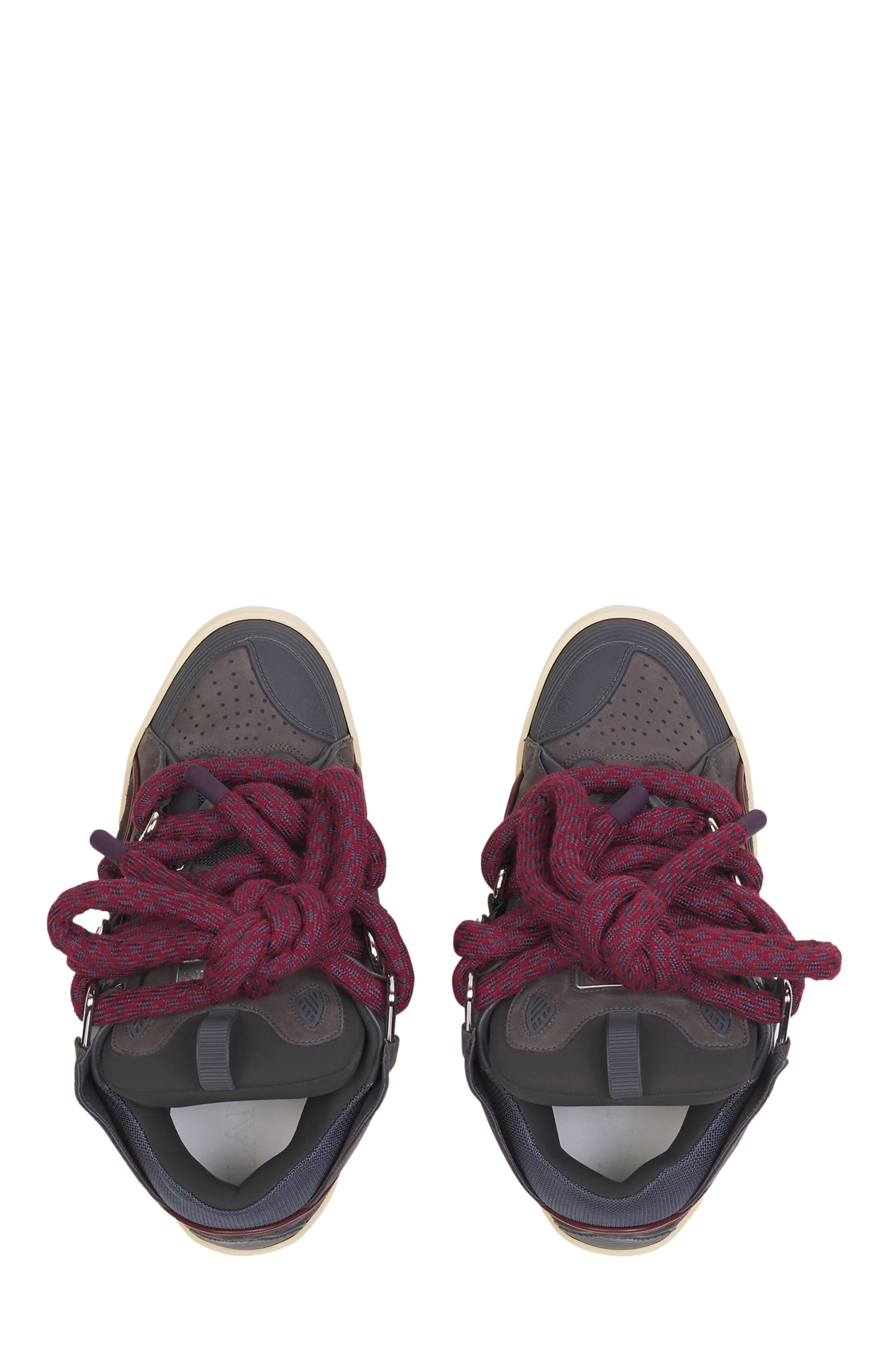 Lanvin Curb Sneakers In Leather With Snake Laces For Men in Shark Grey at Nordstrom - 9