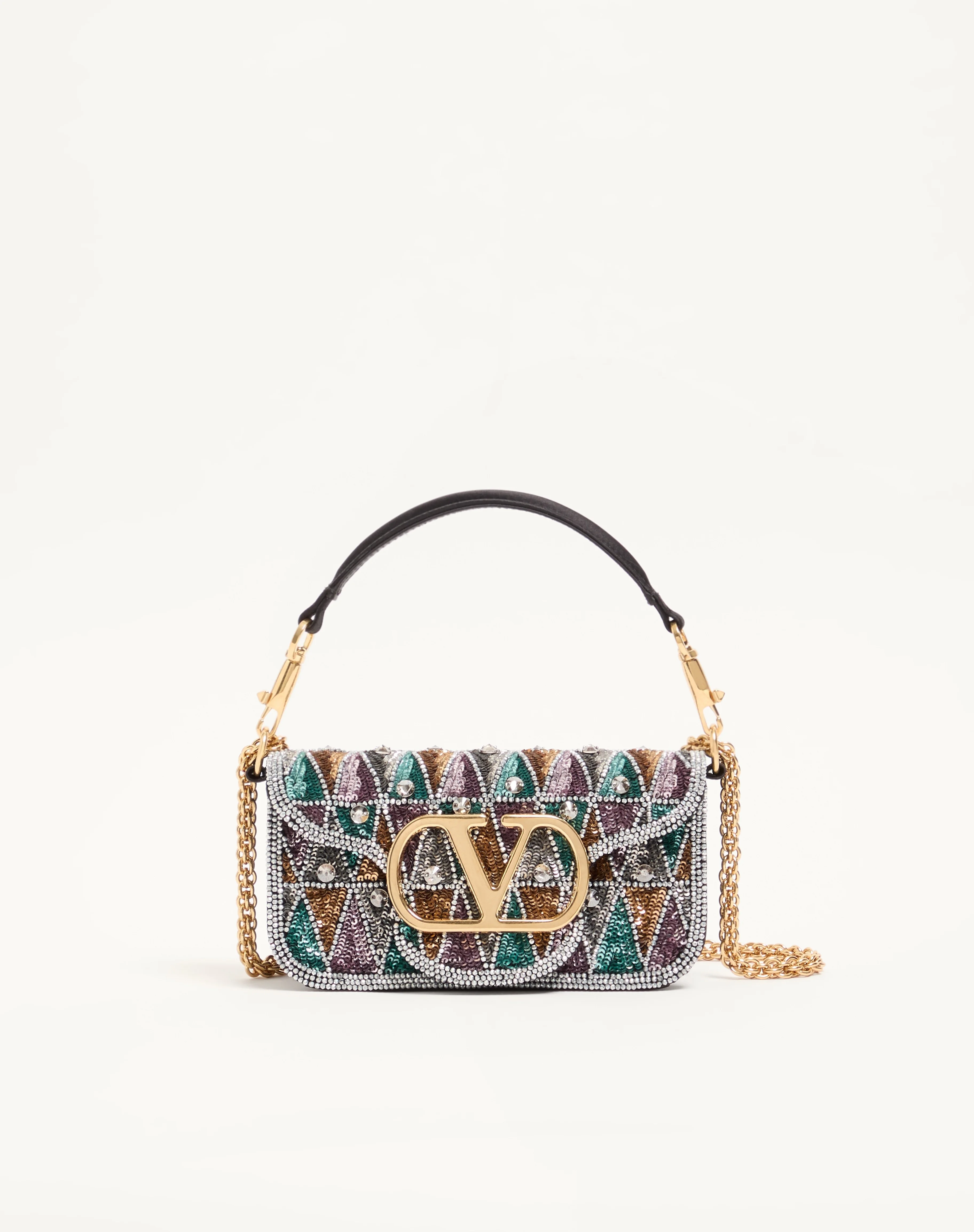 VALENTINO GARAVANI LOCÒ SMALL EMBROIDERED SHOULDER BAG - 1