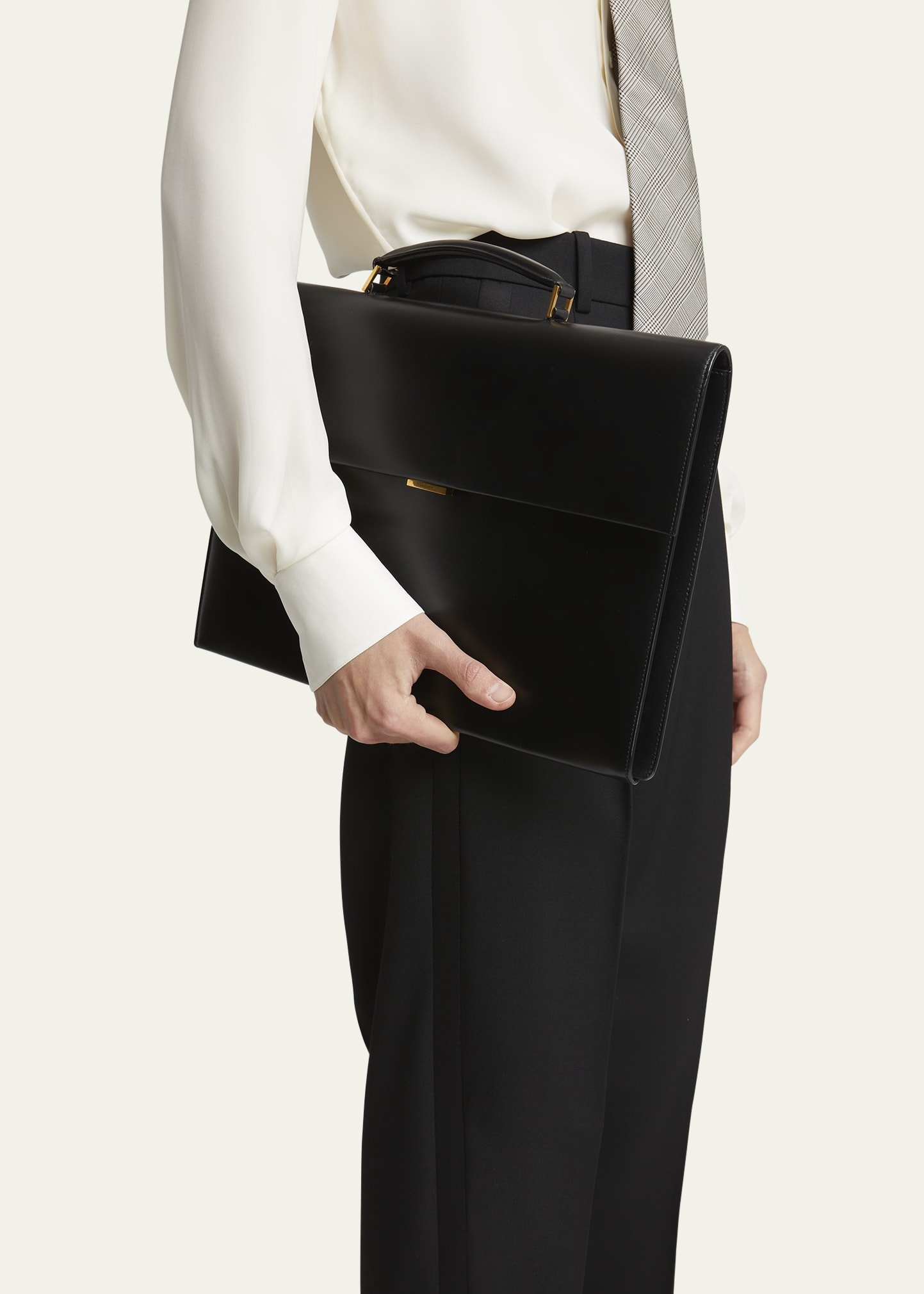 Men's Smooth Leather Briefcase - 2