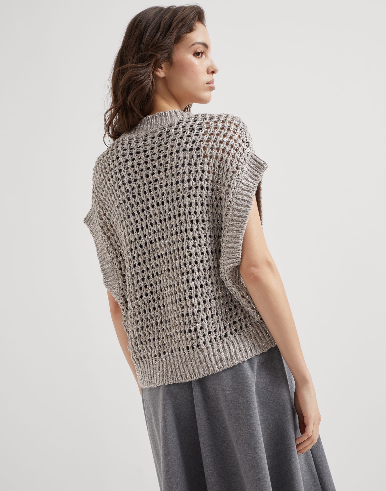 Silk and linen rustic dazzling net sweater - 2
