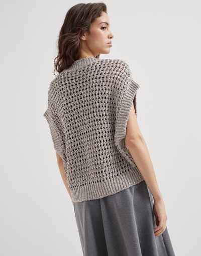 Brunello Cucinelli Silk and linen rustic dazzling net sweater outlook