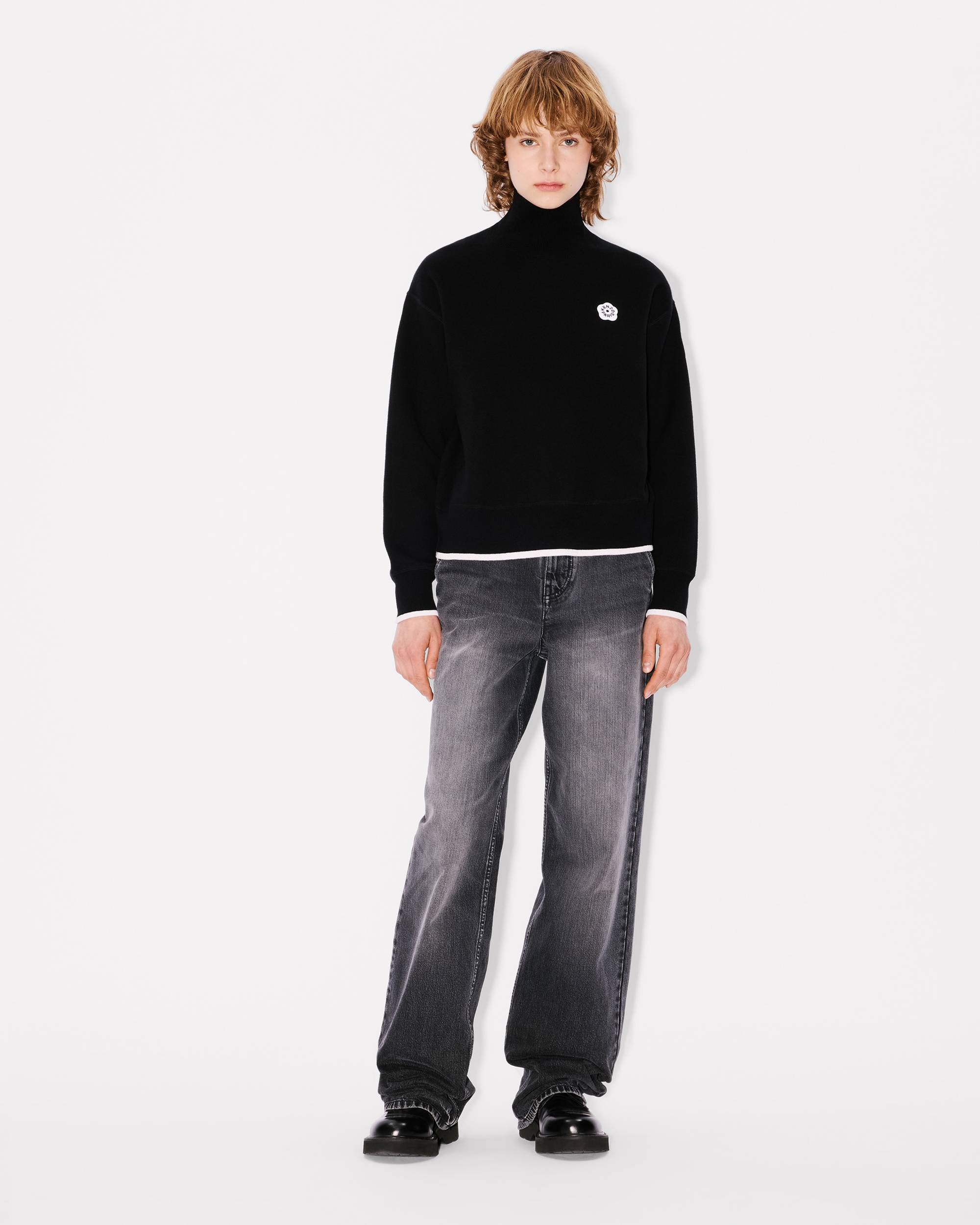 'Boke Flower 2.0' embroidered high neck jumper in cotton wool - 5