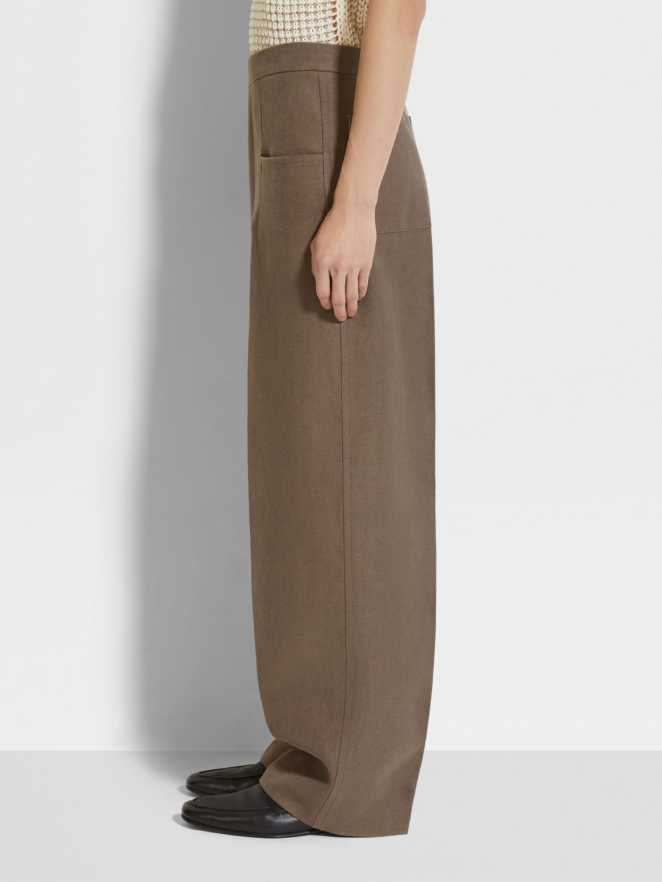 DARK TAUPE OASI LINO PANTS - 4