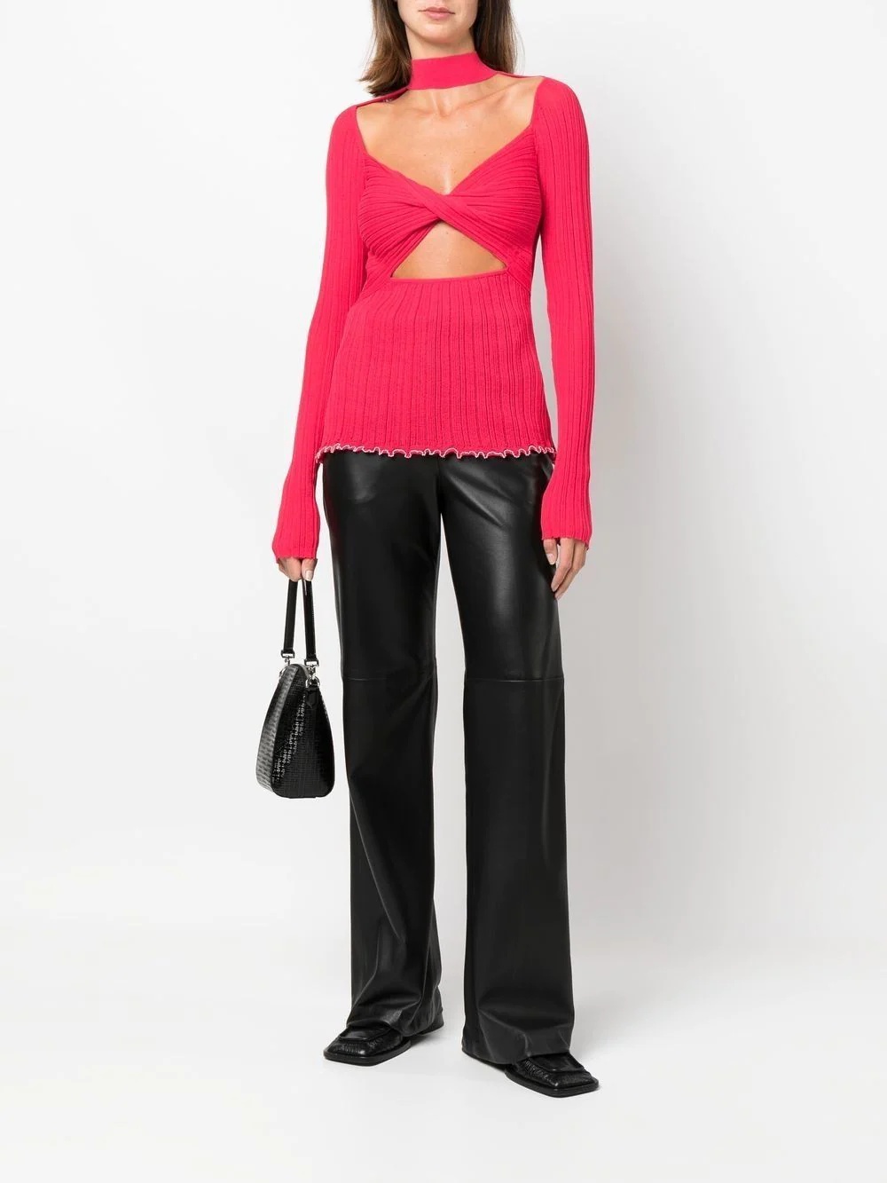 cut-out knitted top - 2