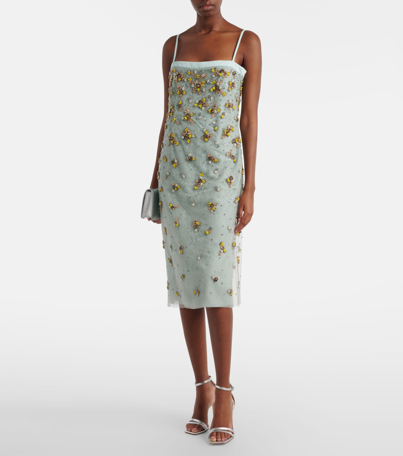 COSTARELLOS Palla embellished lace and tulle midi dress outlook