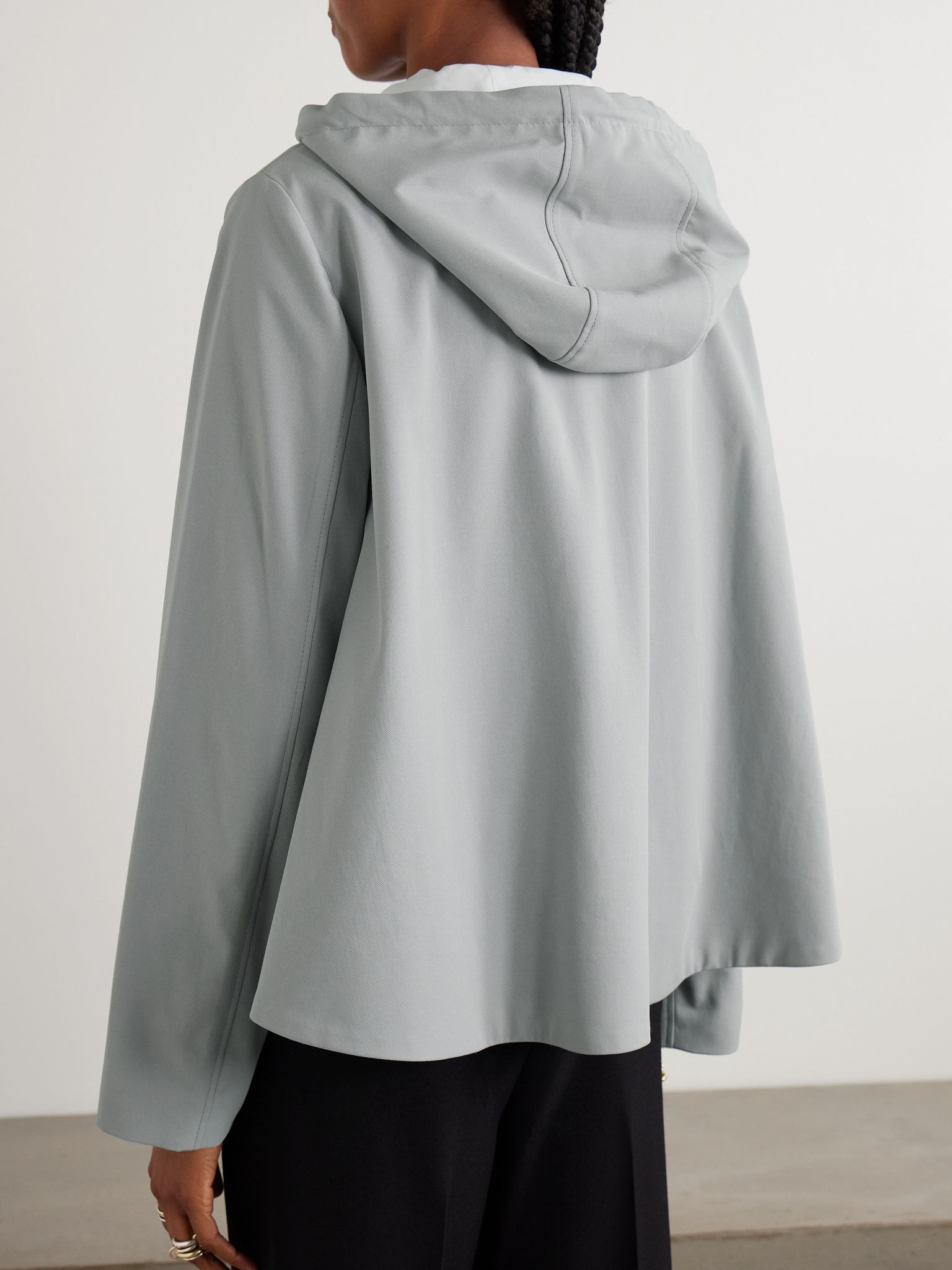 Cropped hooded embroidered cotton-twill jacket Gray - 4
