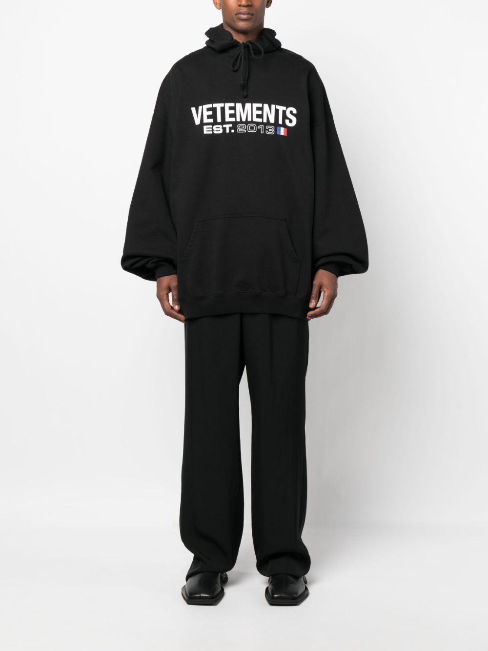 Vetements - Men - Oversized logo-print Cotton-Blend Jersey Hoodie Black - M