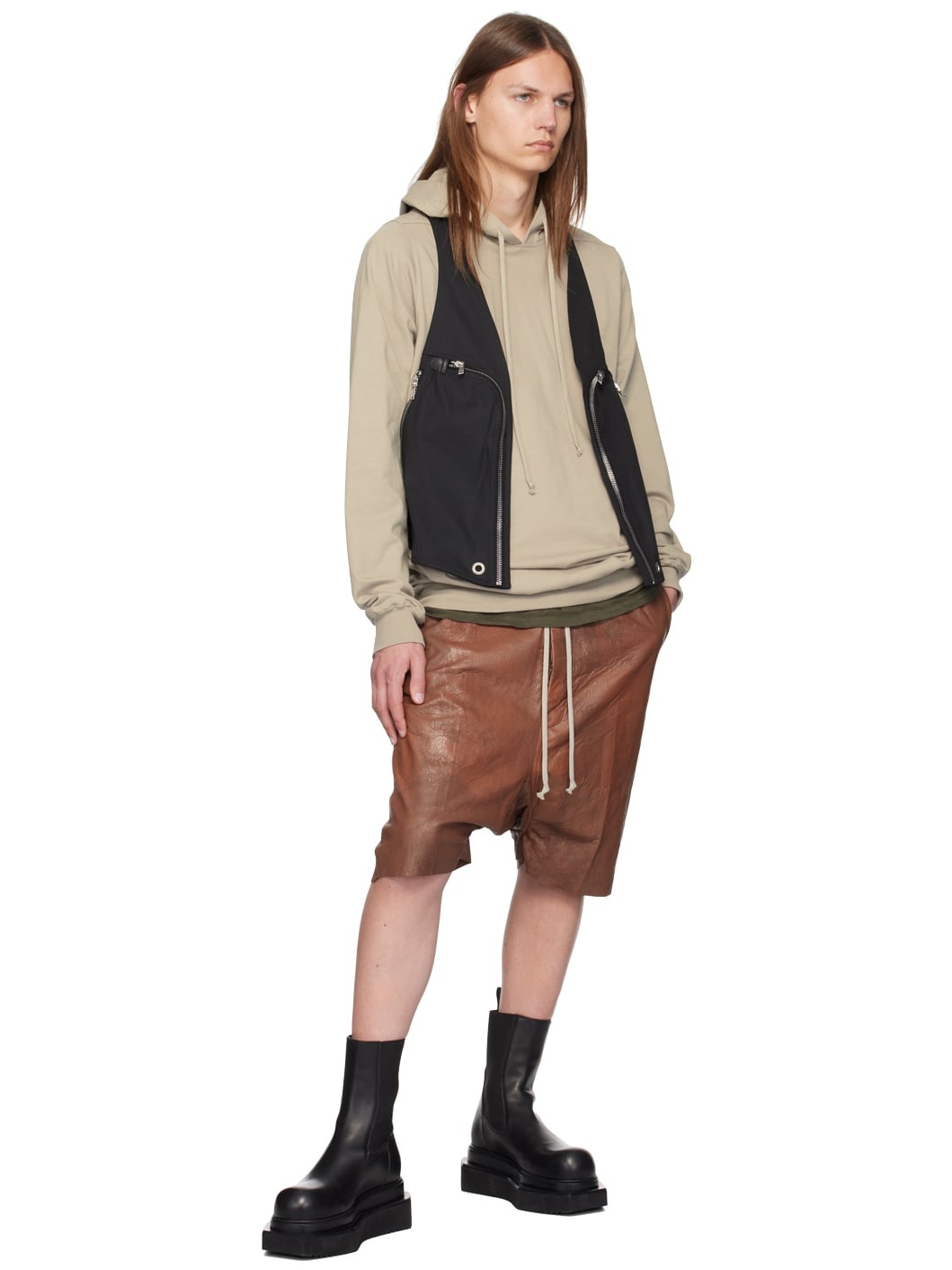 Red Megablister Leather Shorts - 4