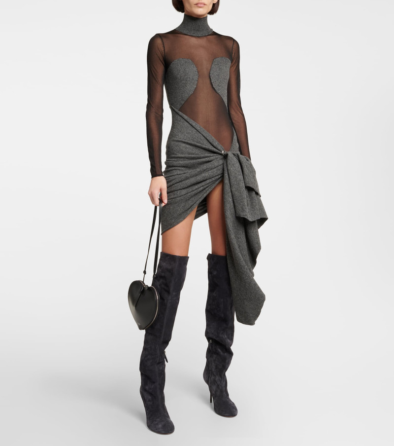 Alaïa Mesh and wool draped minidress outlook
