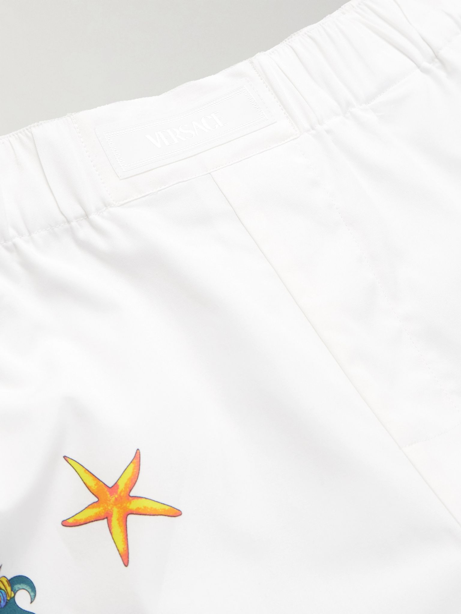 Wide-Leg Printed Cotton-Poplin Shorts White - 6