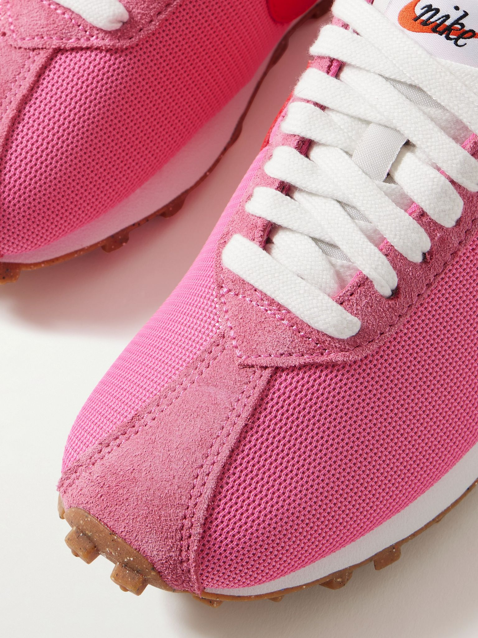 LD-1000 leather and brushed suede-trimmed mesh sneakers Pink - 4