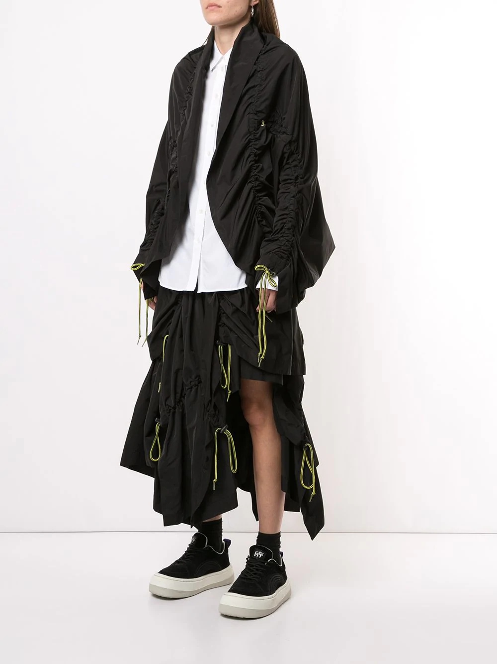 gathered drawstring oversized jacket - 3