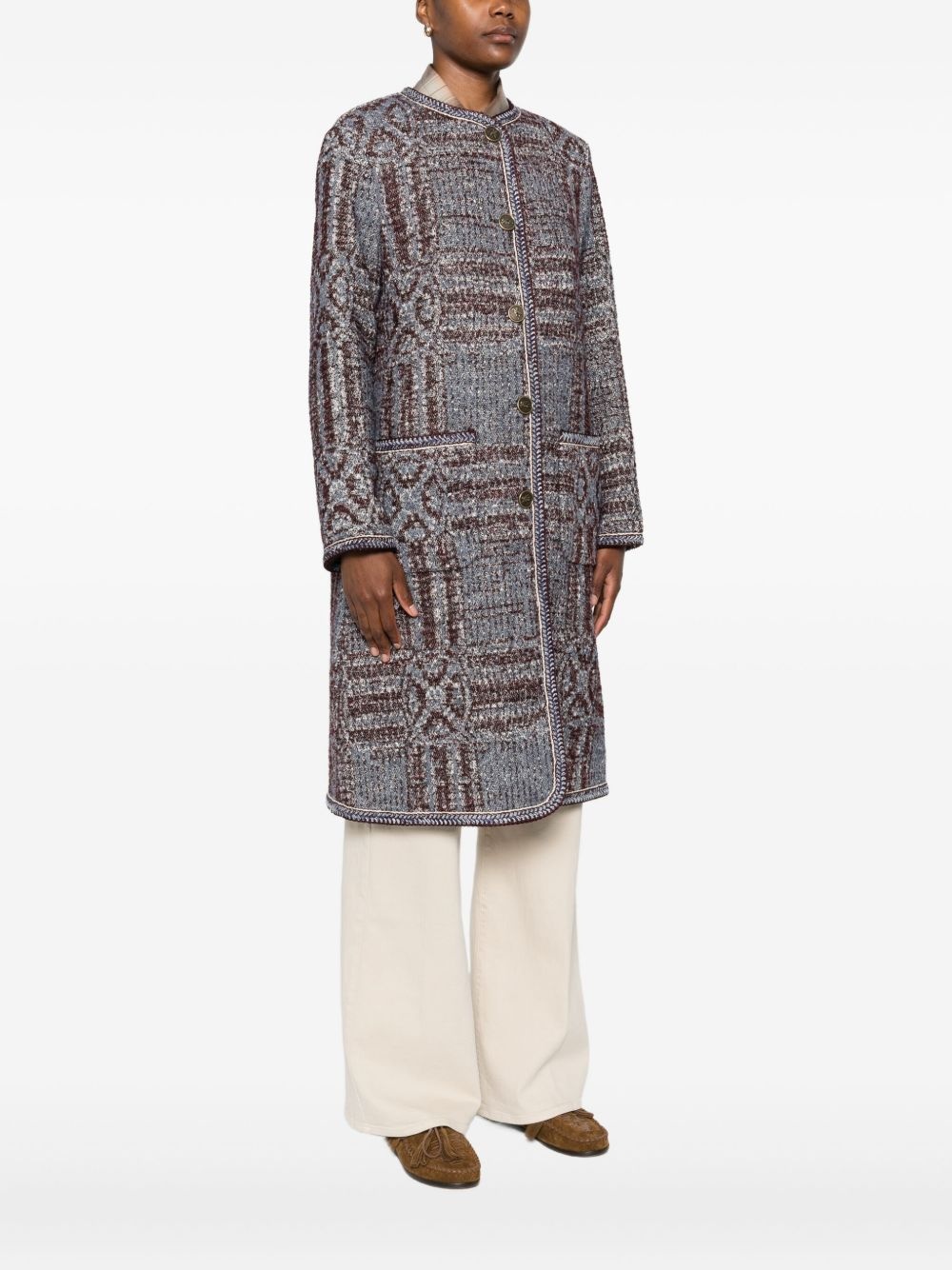bouclé jacquard coat - 3