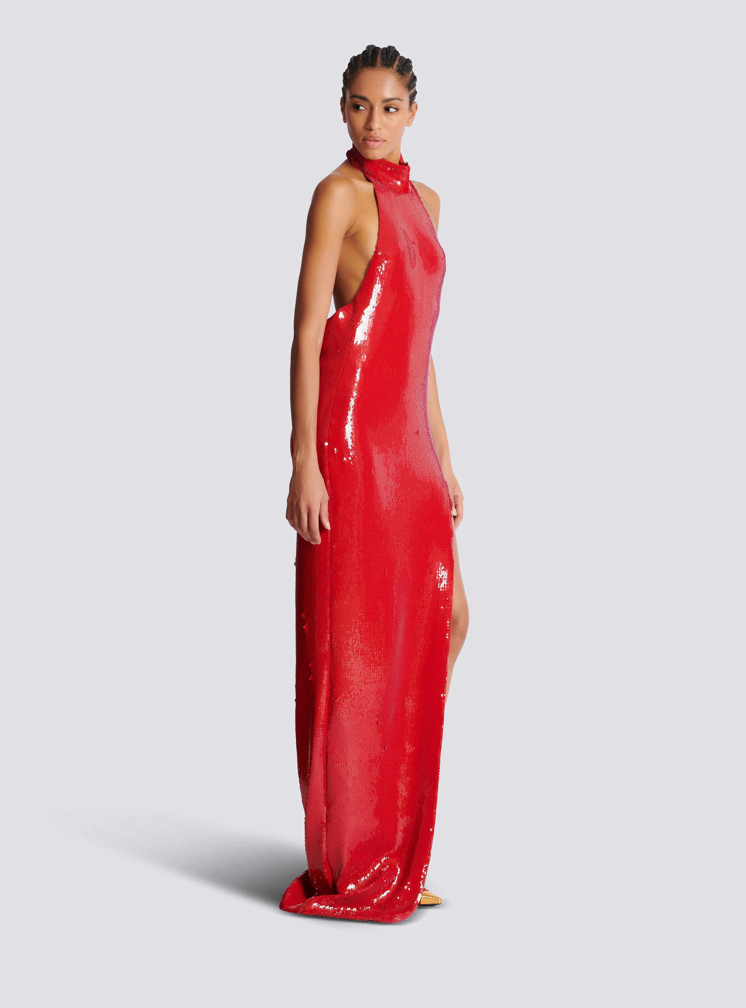 Long sequin halterneck dress - 3