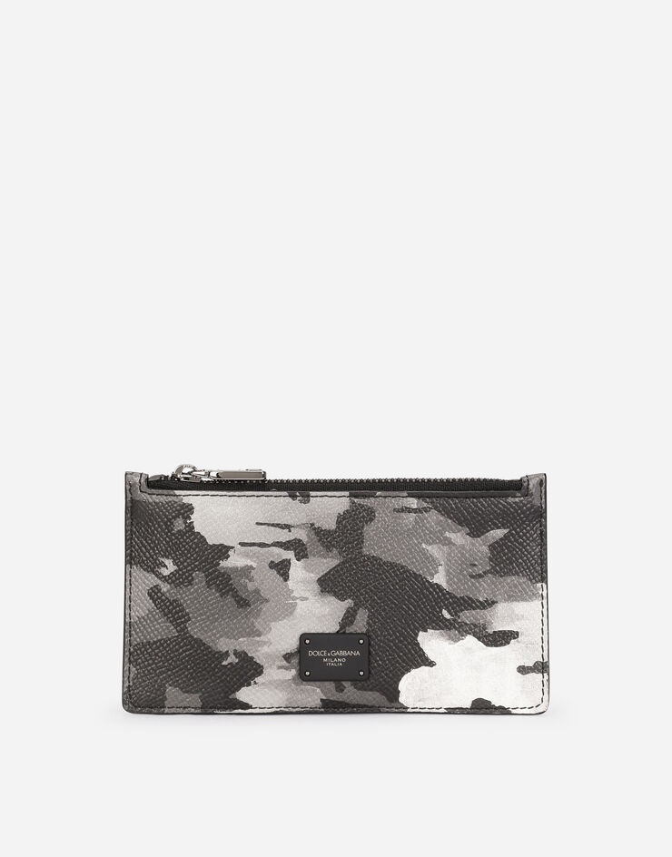 Dauphine calfskin card holder with camouflage print - 1