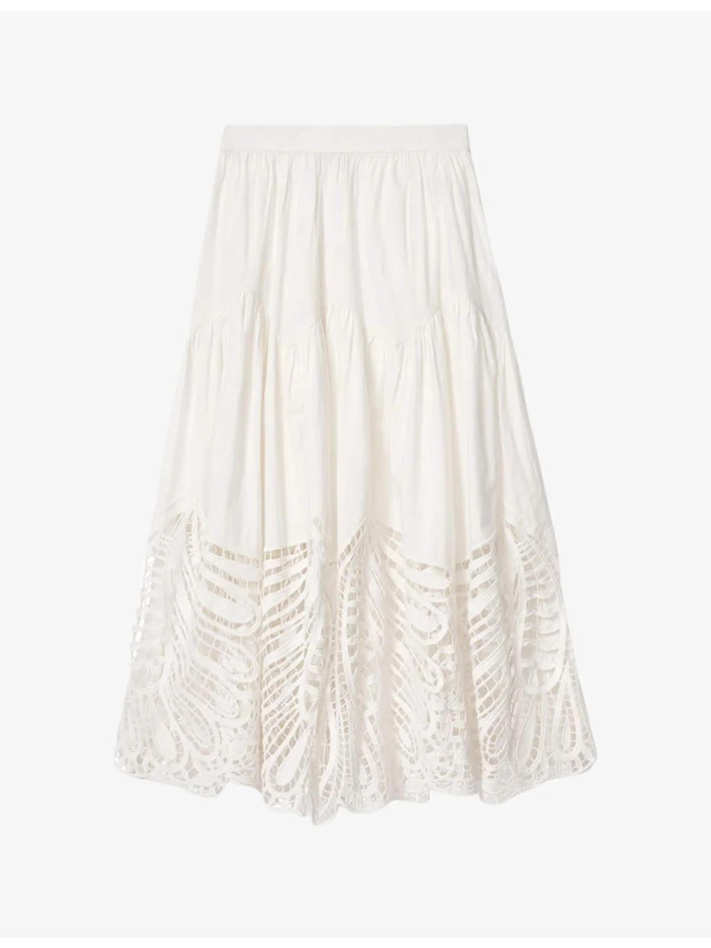Femi Branded-Waist Cotton Midi Skirt - 1