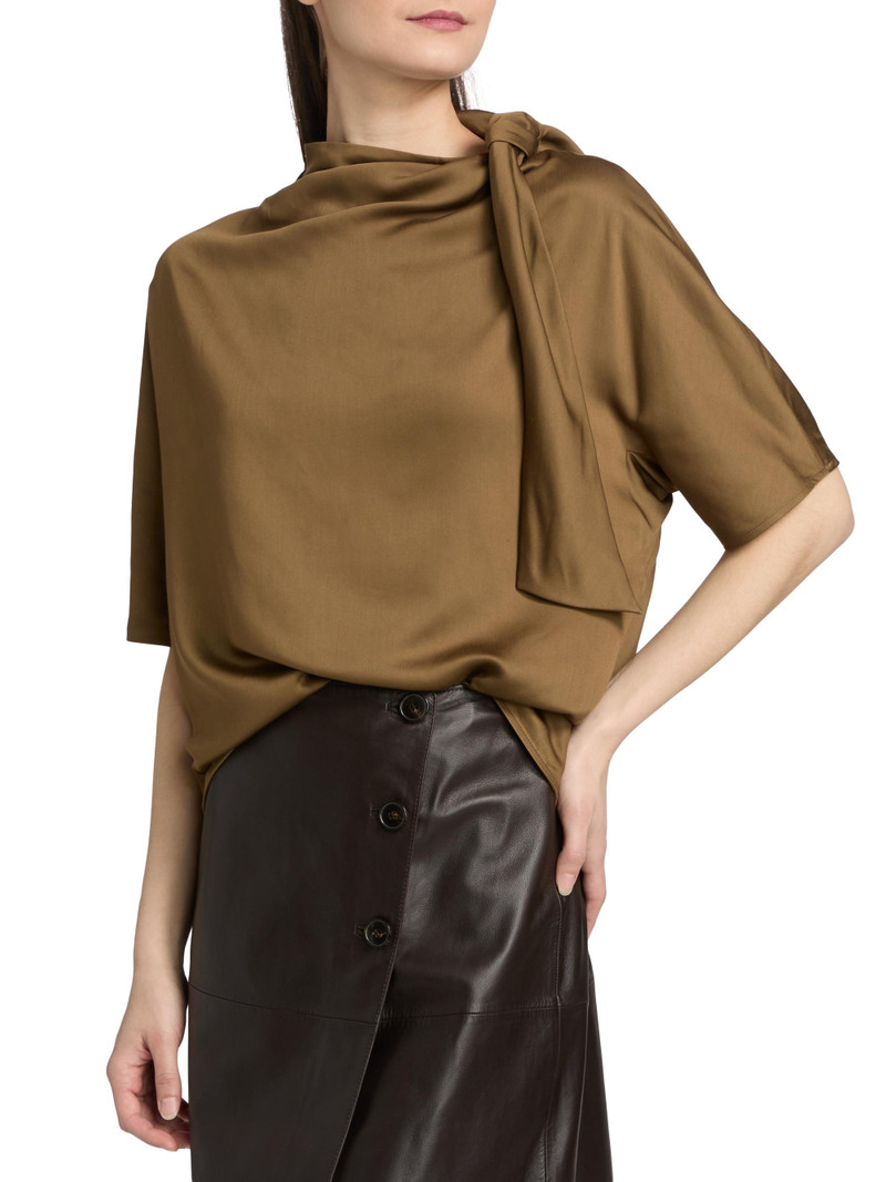 Women's Satin Scarf Top - Cocoa 4
