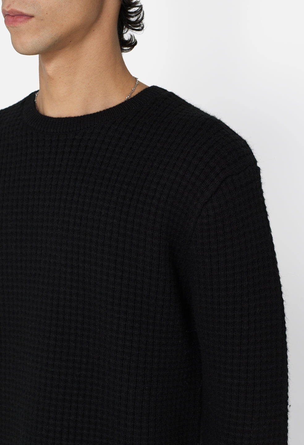 WOOL WAFFLE KNIT CREW - 7