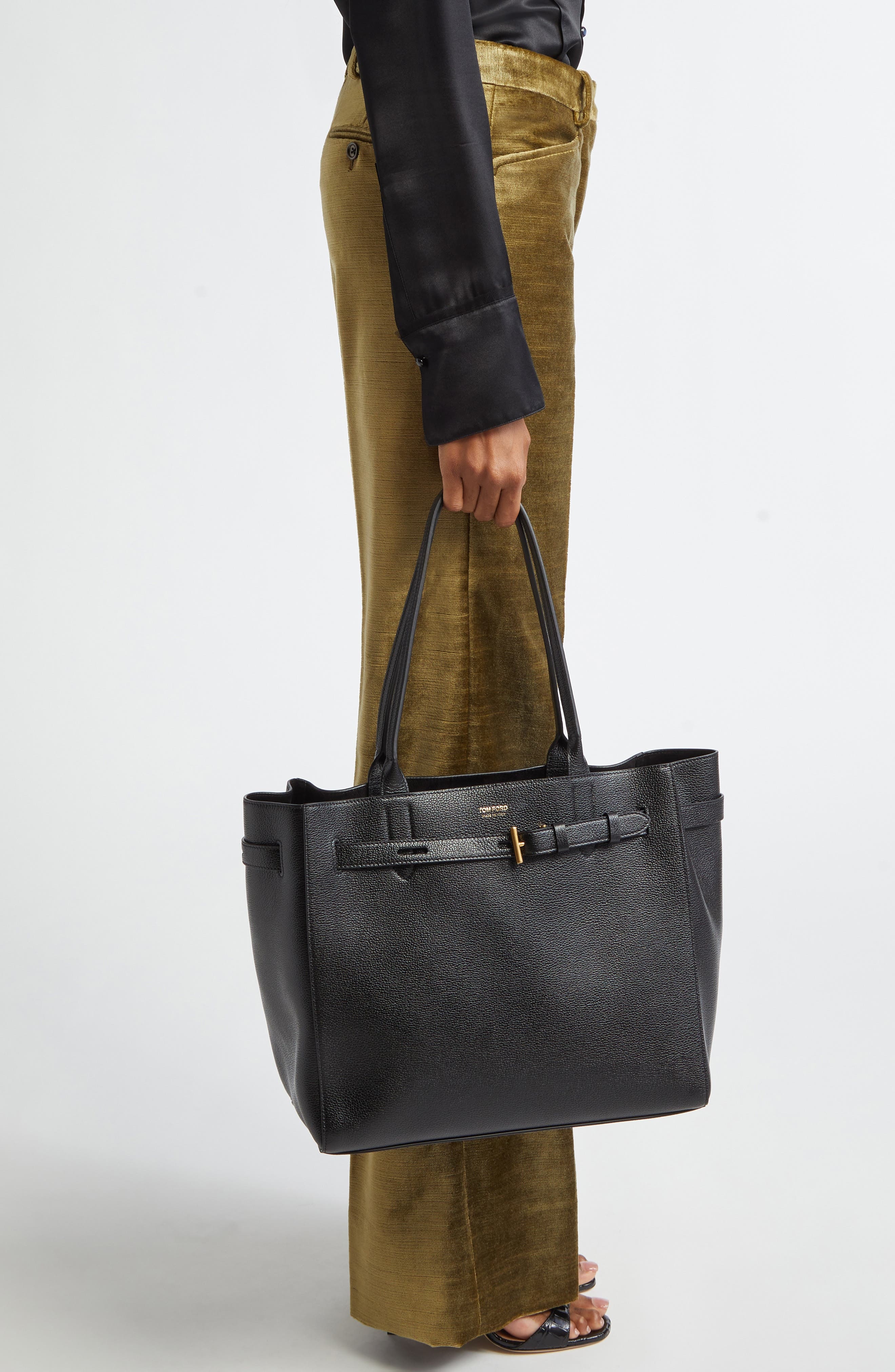 TOM FORD Medium Audrey Grained Leather Tote in Black at Nordstrom - 3
